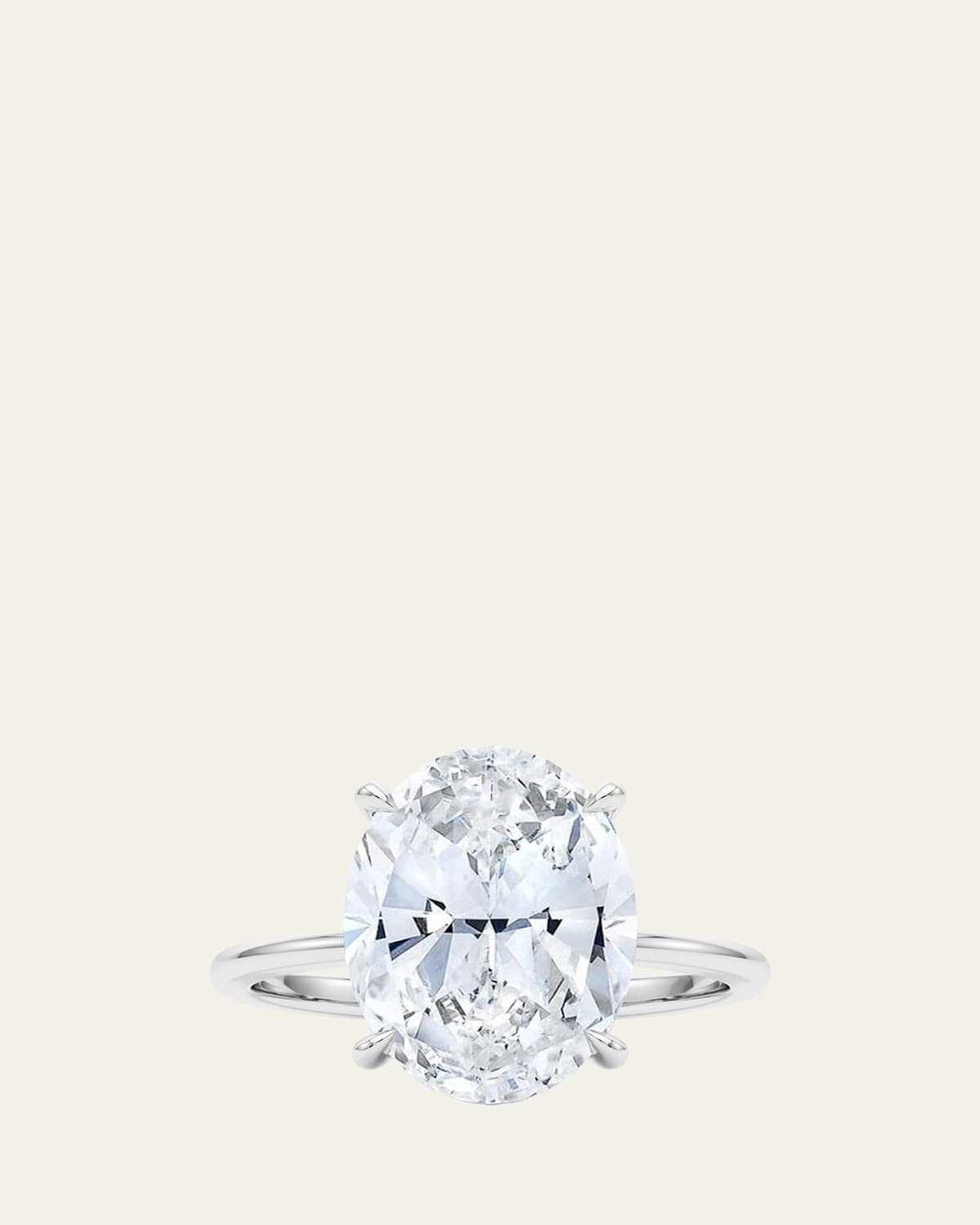 18K Oval Cut Hidden Halo Platinum Lab Grown Diamond Ring, 2.0tcw