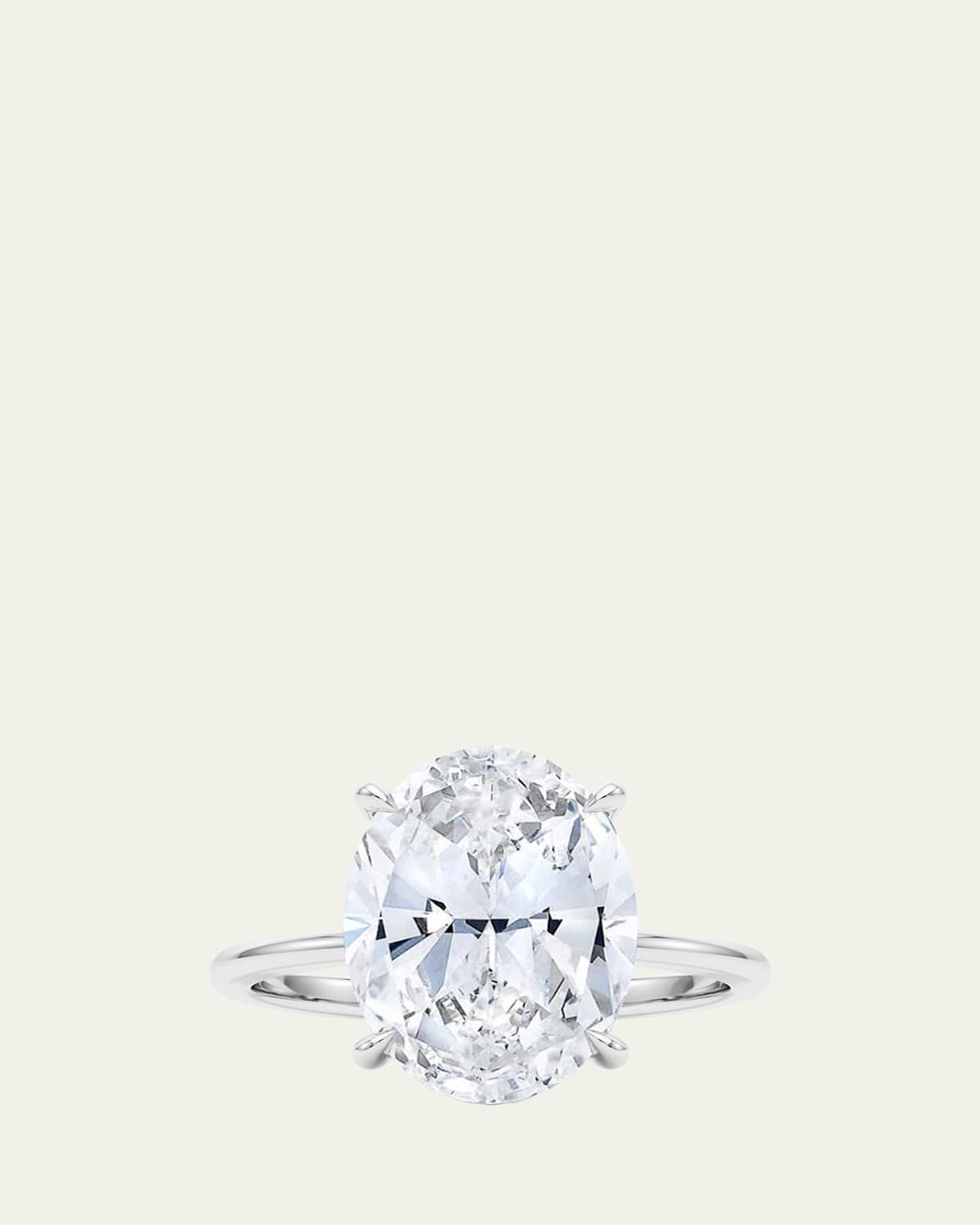 18K Oval Cut Hidden Halo Platinum Lab Grown Diamond Ring, 3.0tcw