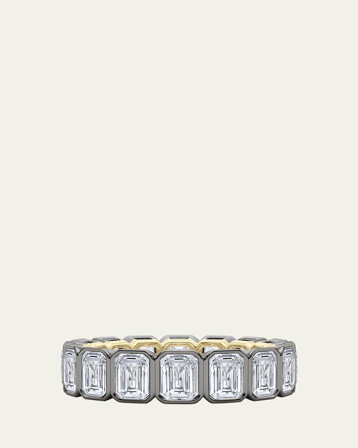 18K Emerald Cut Bezel Lab Grown Diamond Eternity Band, 6.6tcw