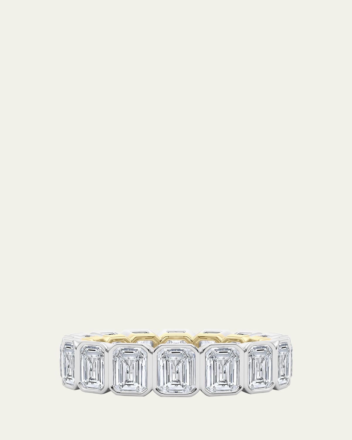 18K Emerald Cut Bezel Lab Grown Diamond Eternity Band, 6.6tcw