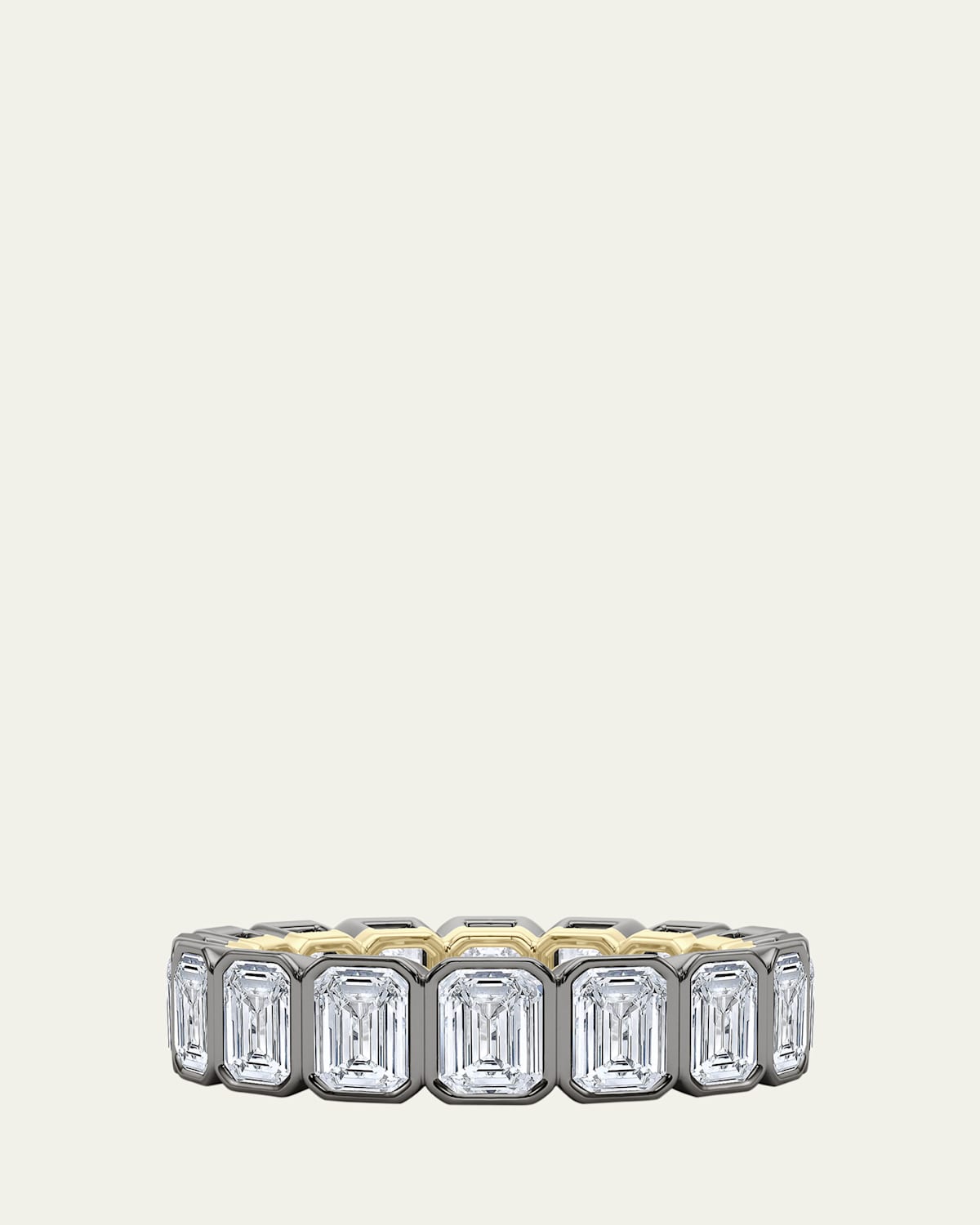 18K Emerald Cut Bezel Lab Grown Diamond Eternity Band, 9.0tcw