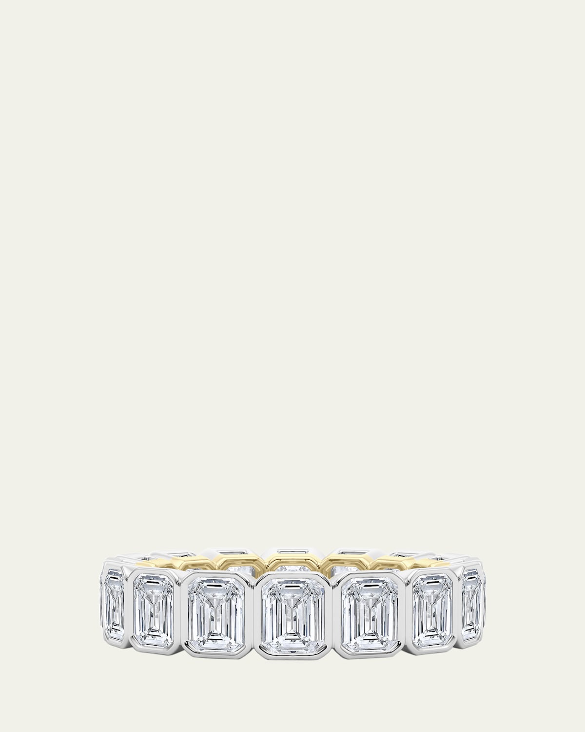 18K Emerald Cut Bezel Lab Grown Diamond Eternity Band, 9.0tcw