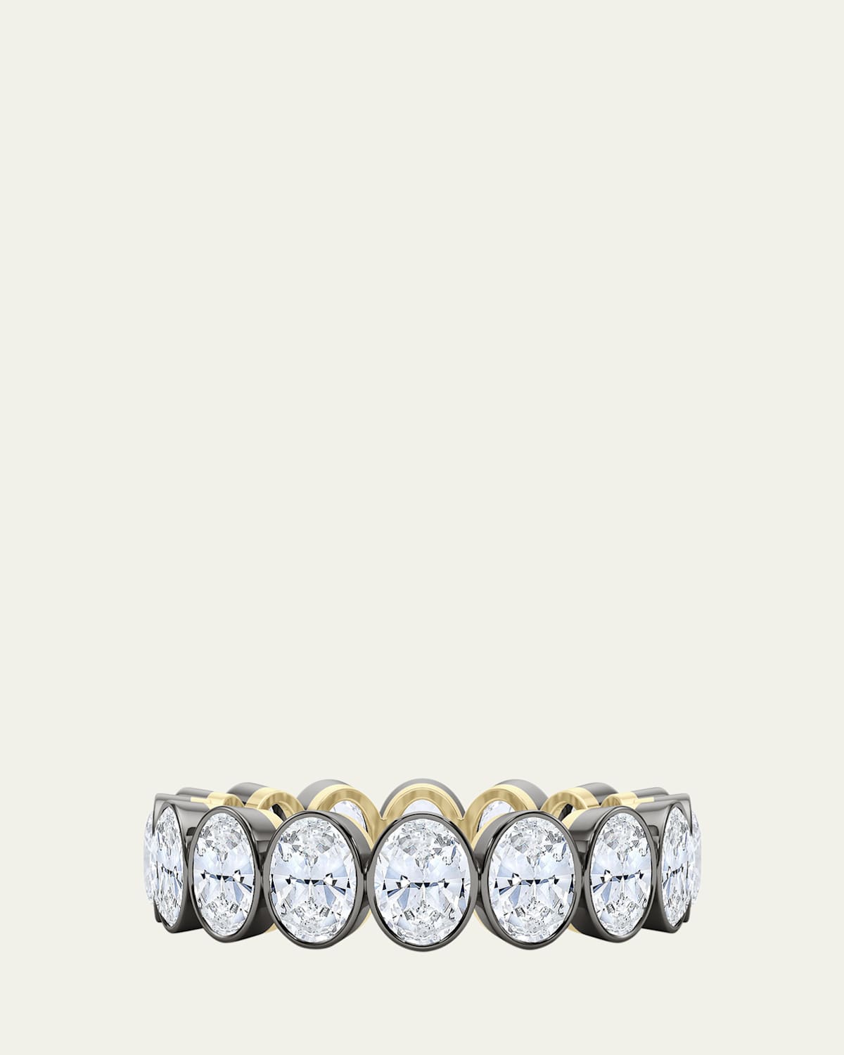 18K Oval Cut Bezel Lab Grown Diamond Eternity Band, 6.0tcw