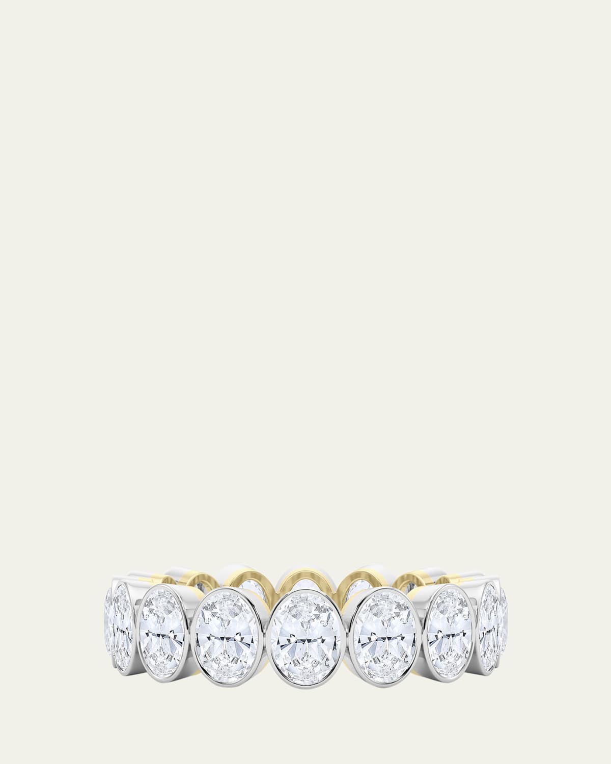 18K Oval Cut Bezel Lab Grown Diamond Eternity Band, 6.0tcw