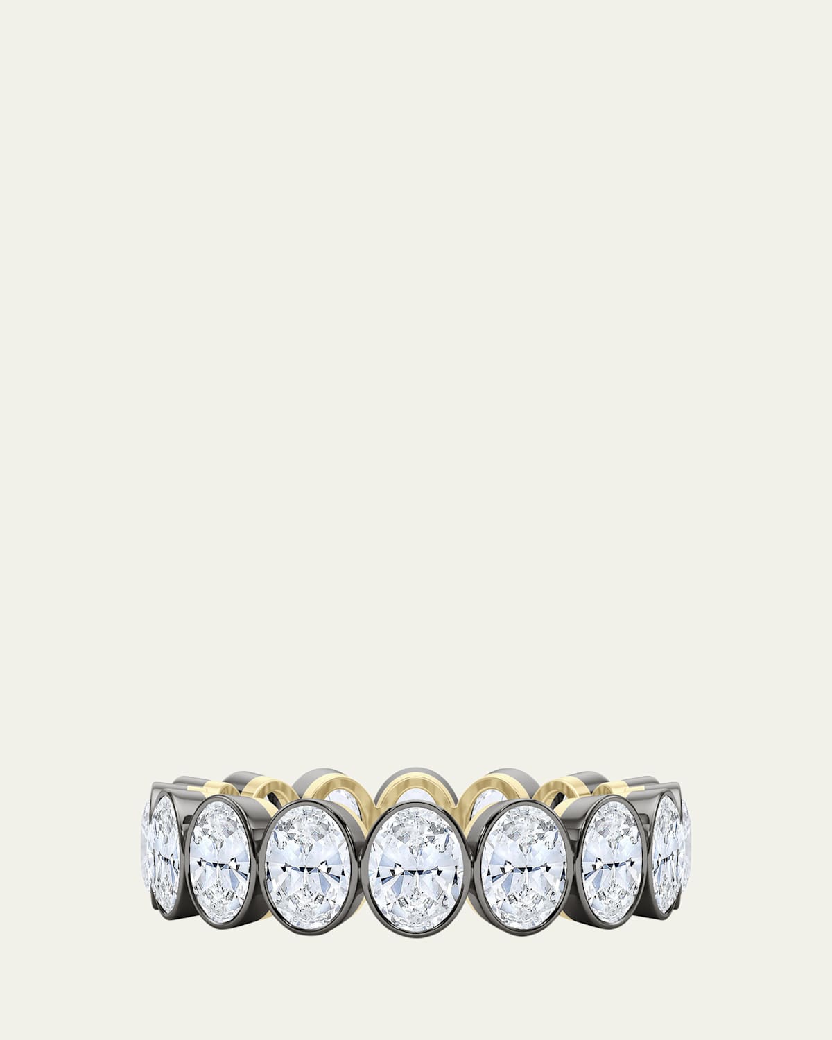 18K Oval Cut Bezel Lab Grown Diamond Eternity Band, 7.5tcw