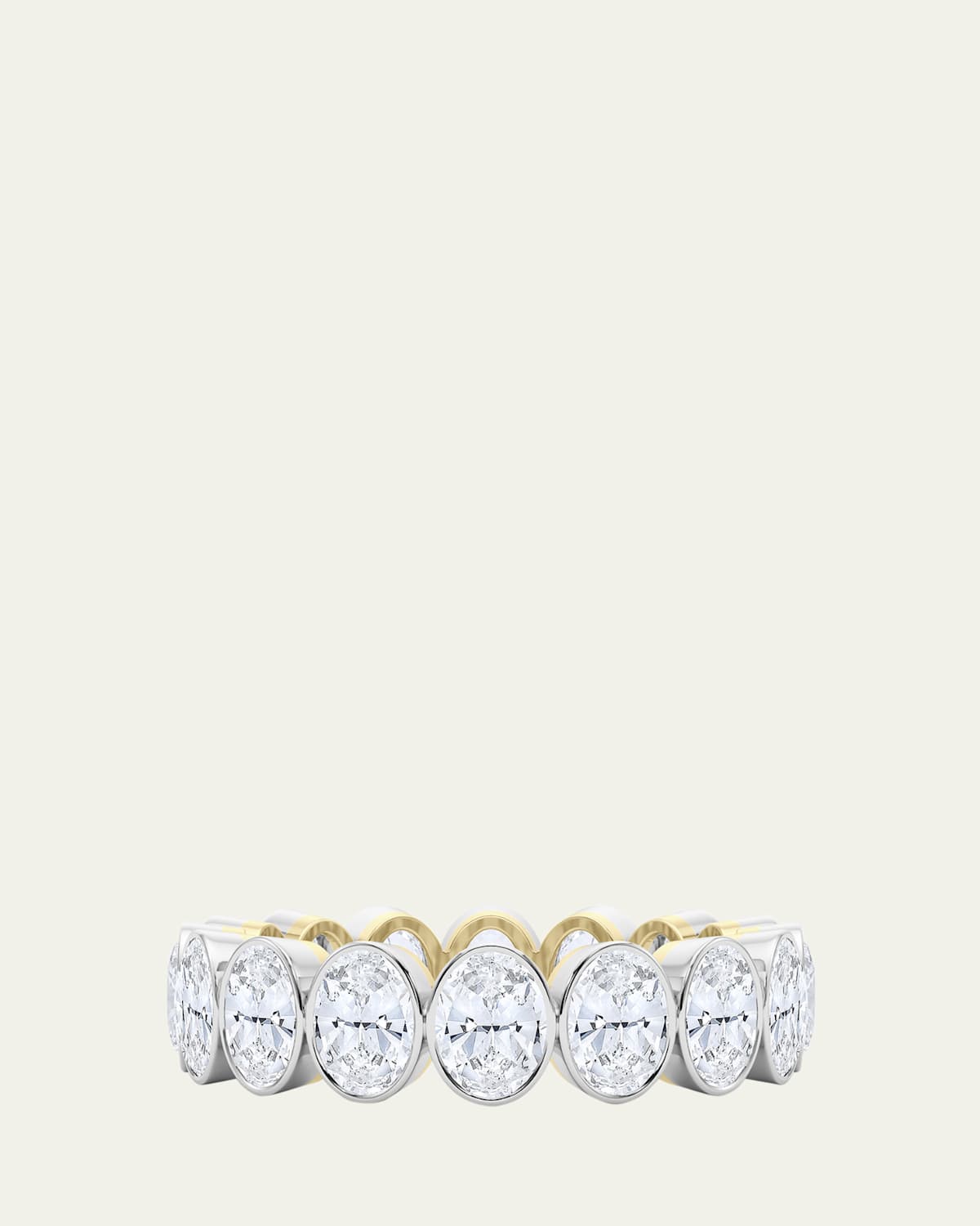 18K Oval Cut Bezel Lab Grown Diamond Eternity Band, 7.5tcw