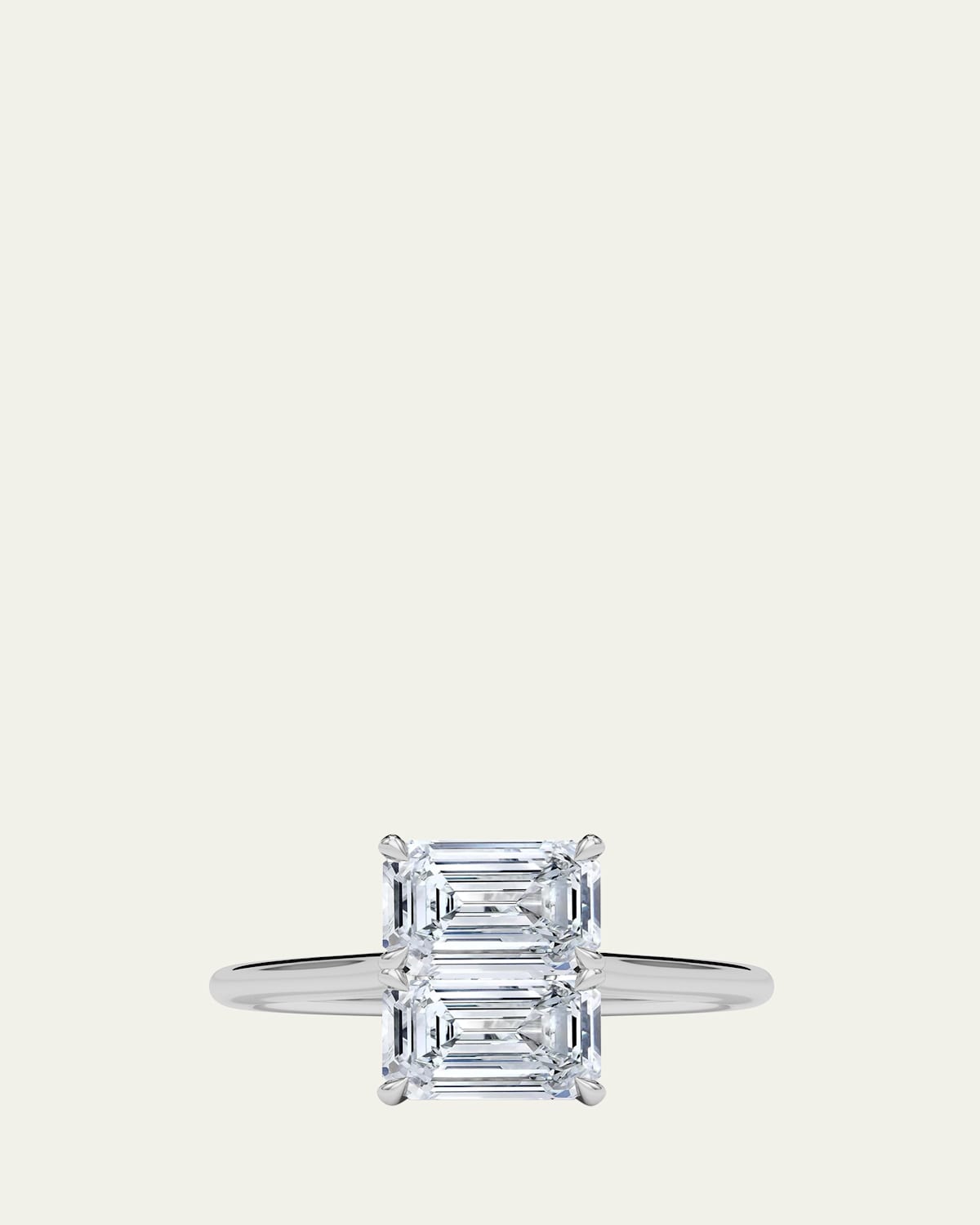 18K Emerald Lab Grown Diamond East-West Twin Ring