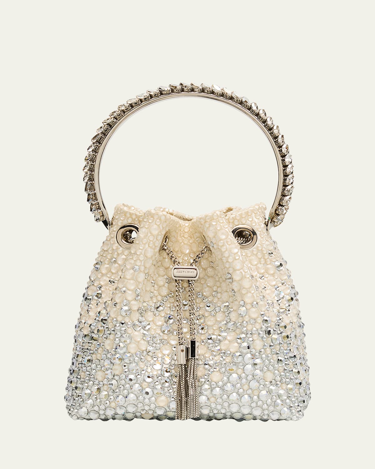 Jimmy Choo Bon Bon Embellished Top-handle Bag In Ivorycrystal