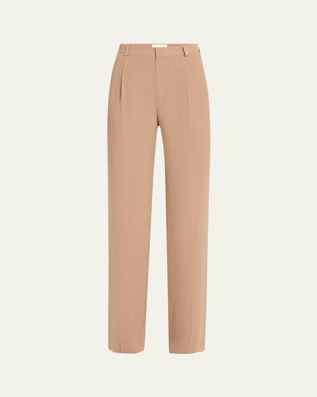Saint Laurent Silk Crepe Trousers In Cappuccino