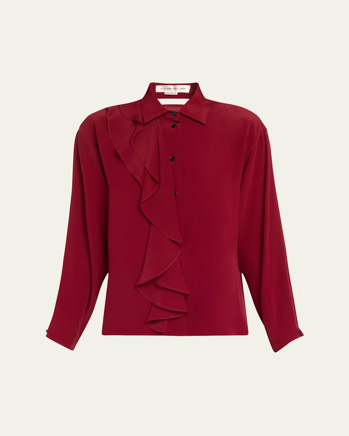 Victoria Beckham Ruffled Silk Blouse In Oxblood