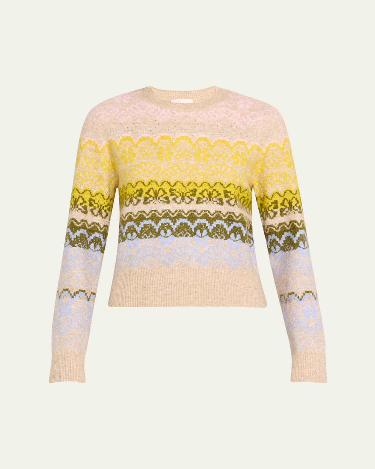 Cinq À Sept Cinq A Sept Lace Fair Isle Pullover Sweater In Oatmeal Multi