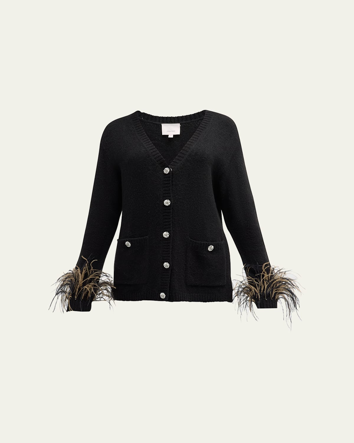 Shop Cinq À Sept Dreama Marnie Feathered-cuff Cardigan In Black Multi