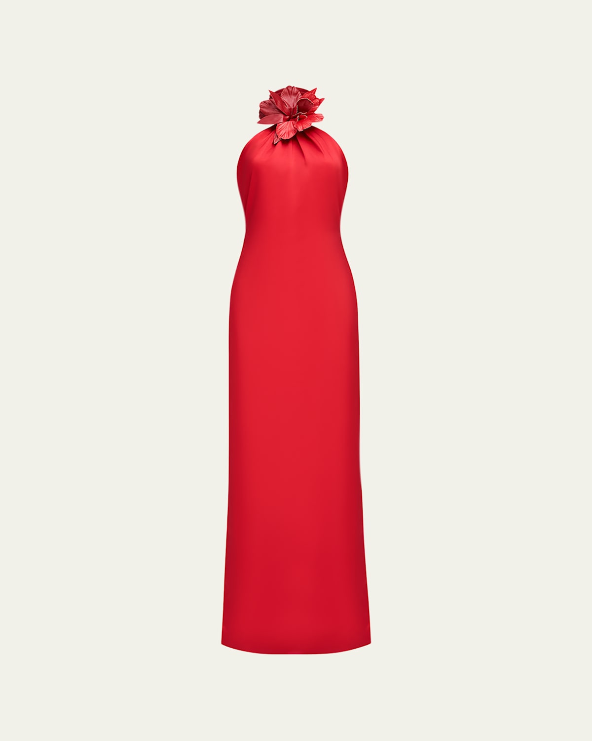 Yulia Draped Satin Halter Gown