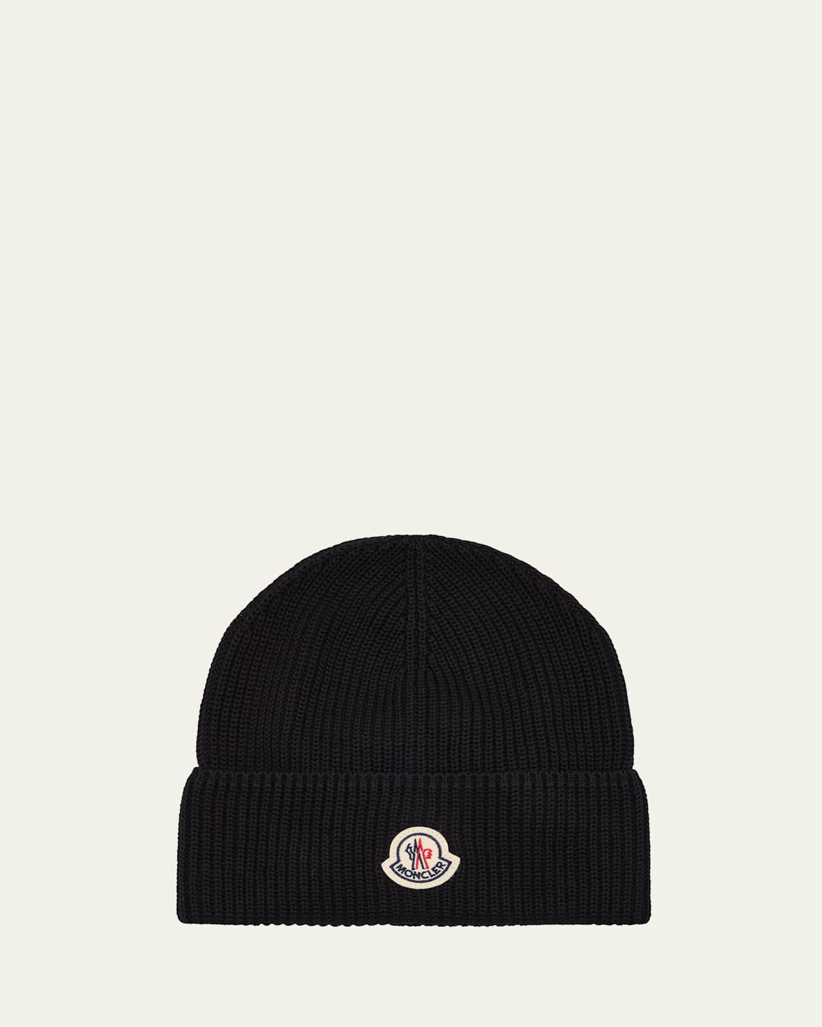 Moncler Men's Ribbed Cotton Beanie In Black