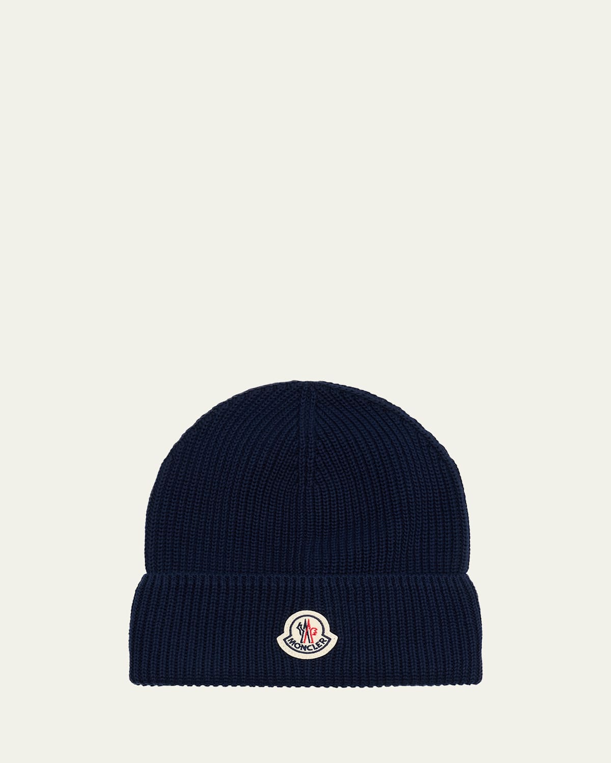 Moncler Men's Ribbed Cotton Beanie In Blue