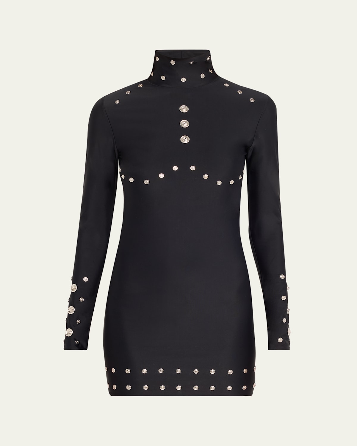 Coperni Snaps Turtleneck Dress Black In Black