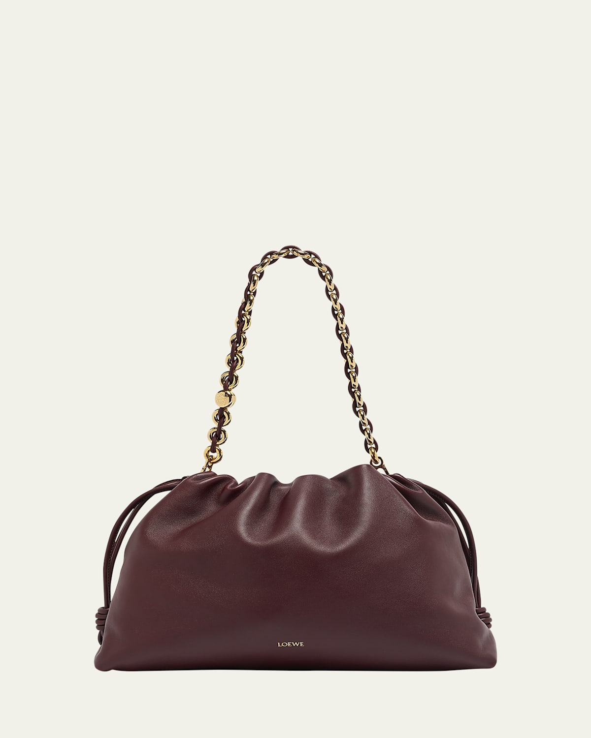 Shop Loewe Flamenco Large Napa Lambskin Shoulder Bag In Dark Burgundy