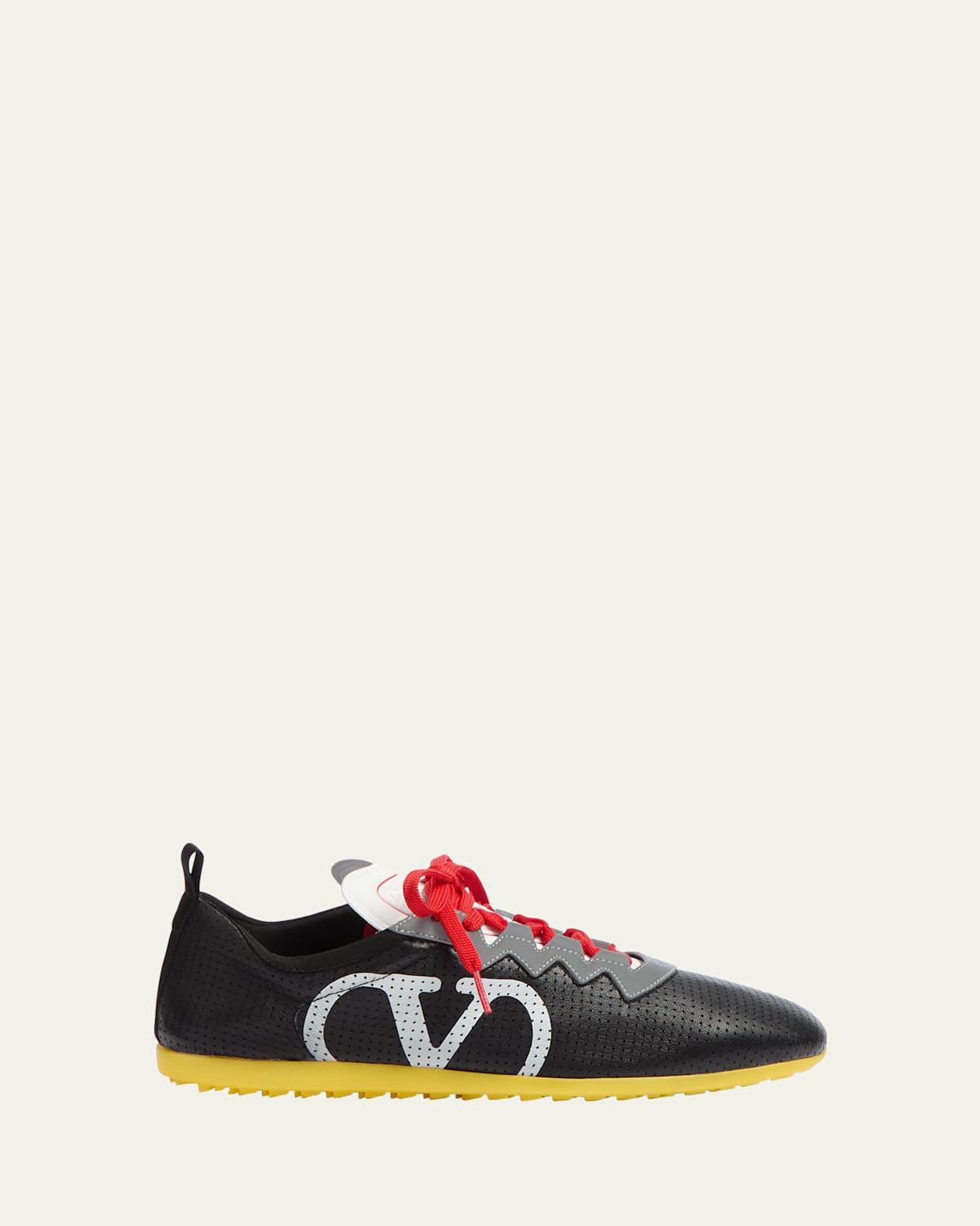 Valentino Garavani Black Sneakers With Asymmetric Toe And Vlogo Detail On The Side In Tech Fabric Ma In Black