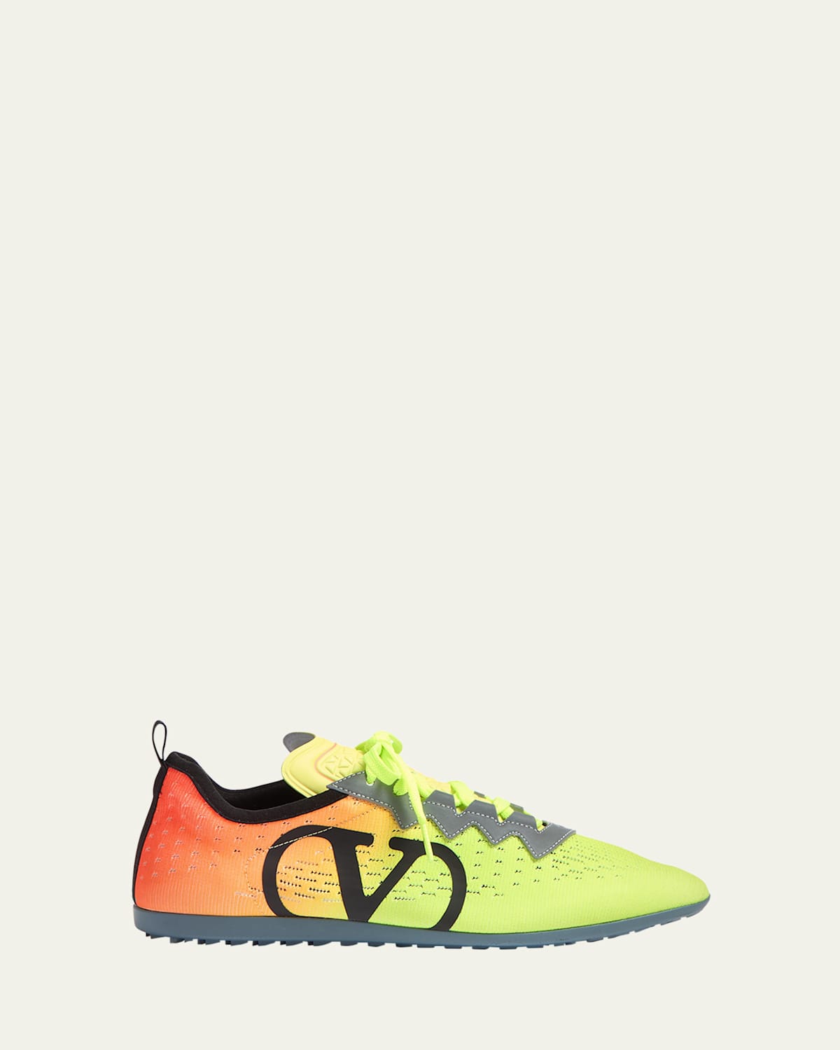 Valentino Lime Green And Fluorescent Orange Sporty Sneakers In Cotton And Pu Bold Design In Lime/orange