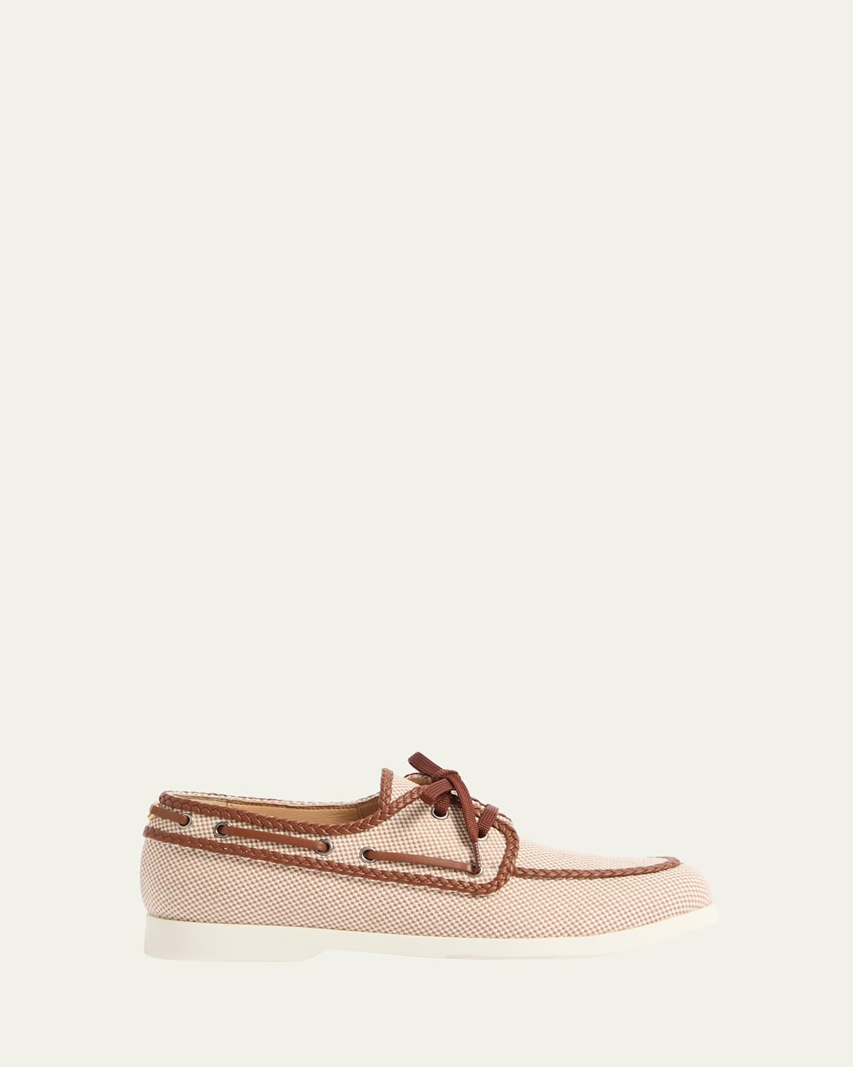 Valentino Men's Palm Avenue Canvas Boat Shoes In Tobacco