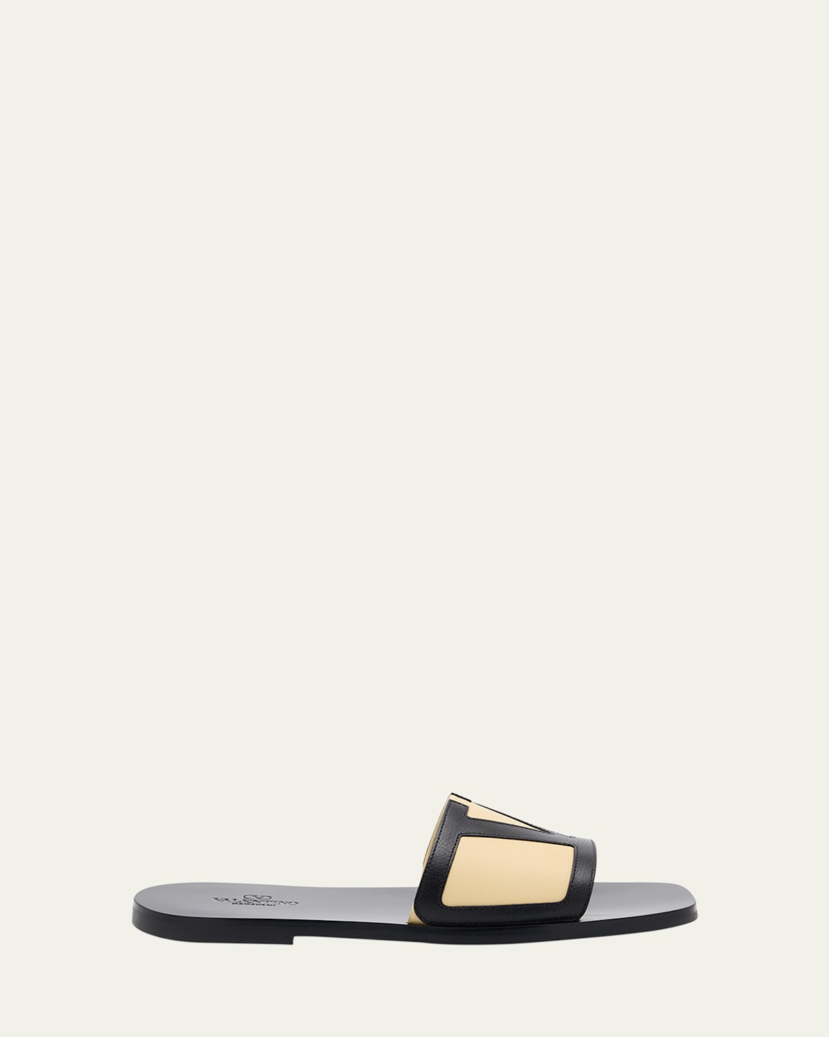 Valentino Garavani Viva Superstar Slide Sandal In Nappa Leather In Black/tan