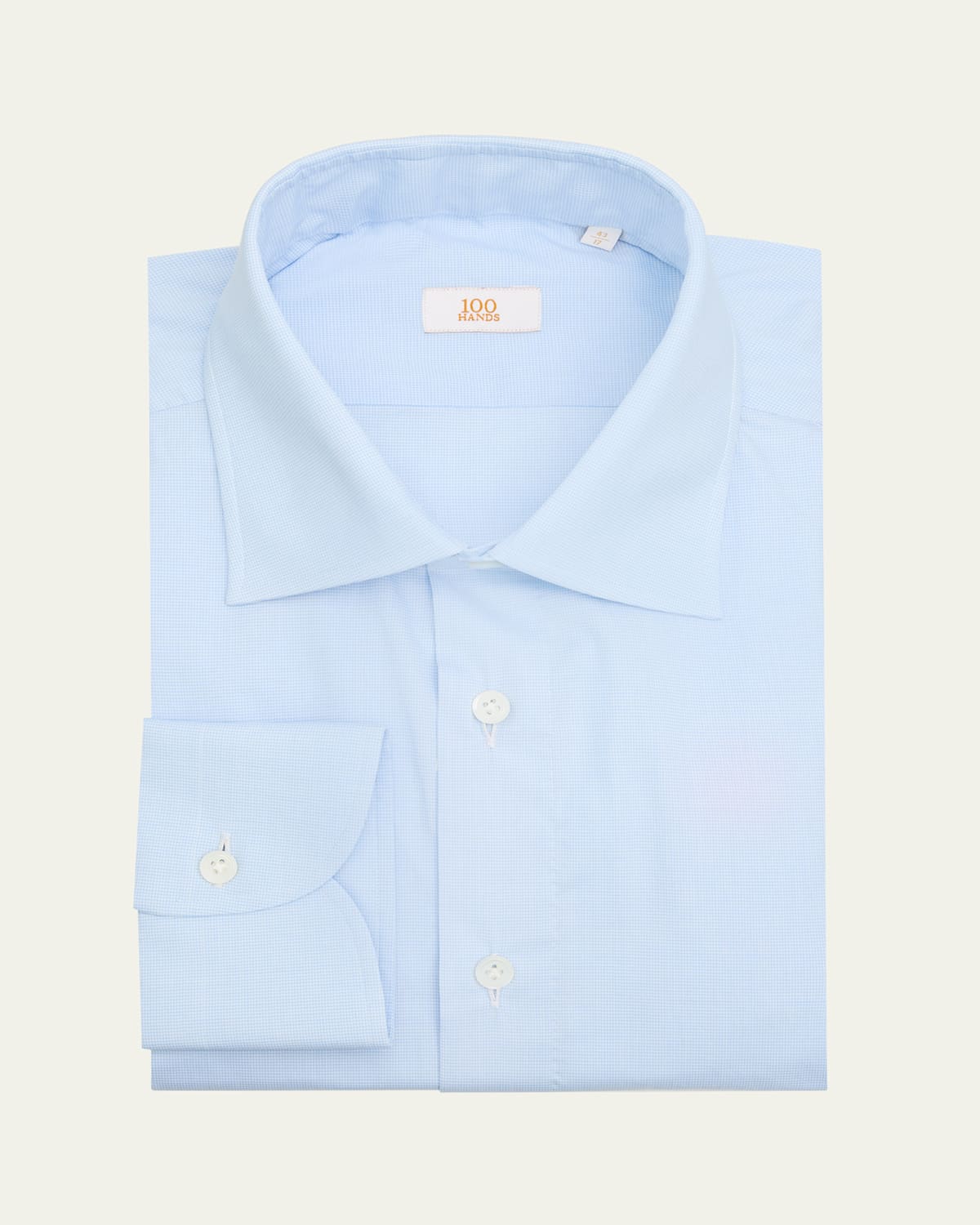 100Hands Men's Cotton Micro-Check Dress Shirt