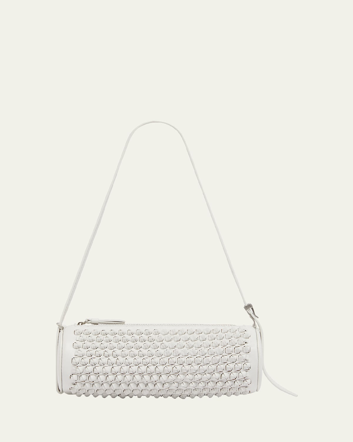 Shop Proenza Schouler Silo Woven Napa Leather Shoulder Bag In Optic White