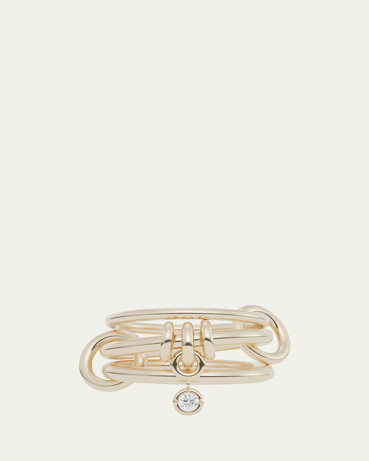 Spinelli Kilcollin 18K Yellow Gold Piera 3-Link Ring with White Diamond Charm