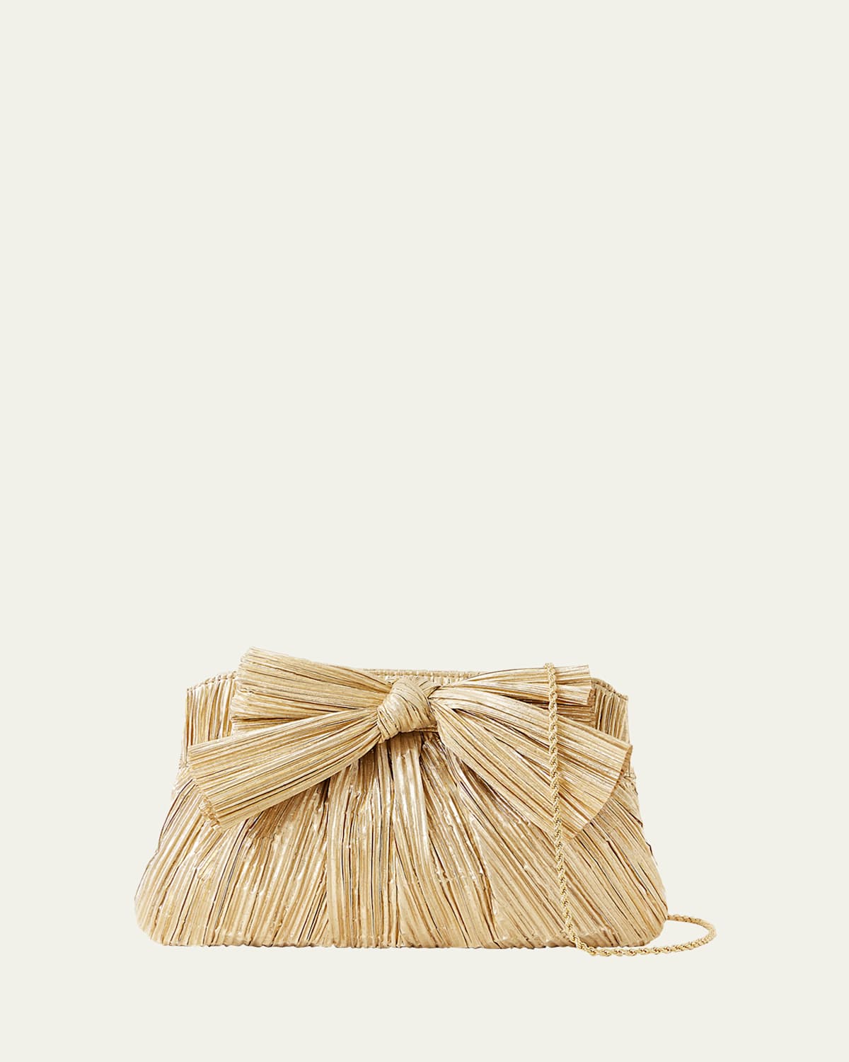 Rayne Bow Metallic Pleated Clutch Bag