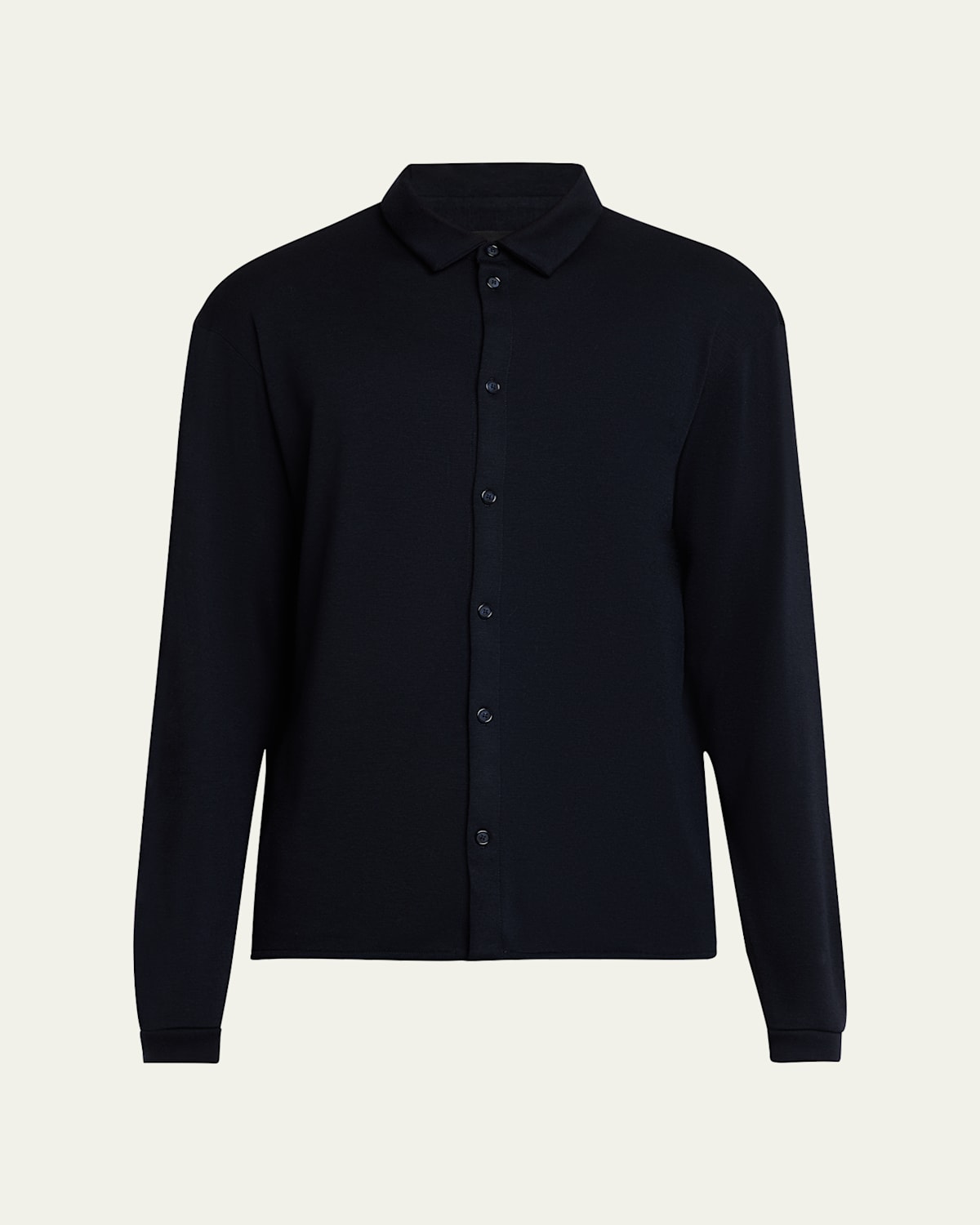 Giorgio Armani Black Wool Shirt In Solid Blue Navy