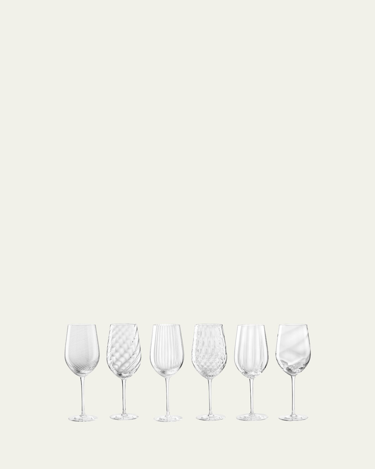 Nason Moretti Tolomeo Assorted White Wine Glasses, Set Of 6 In Clear