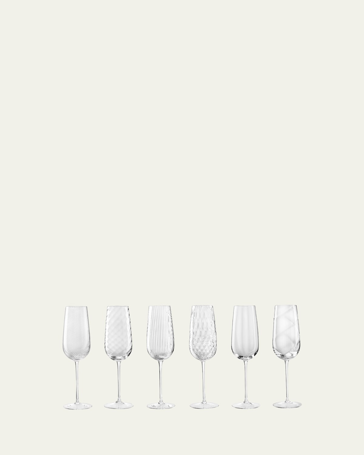 Nason Moretti Tolomeo Assorted Champagne Flutes, Set Of 6 In Clear