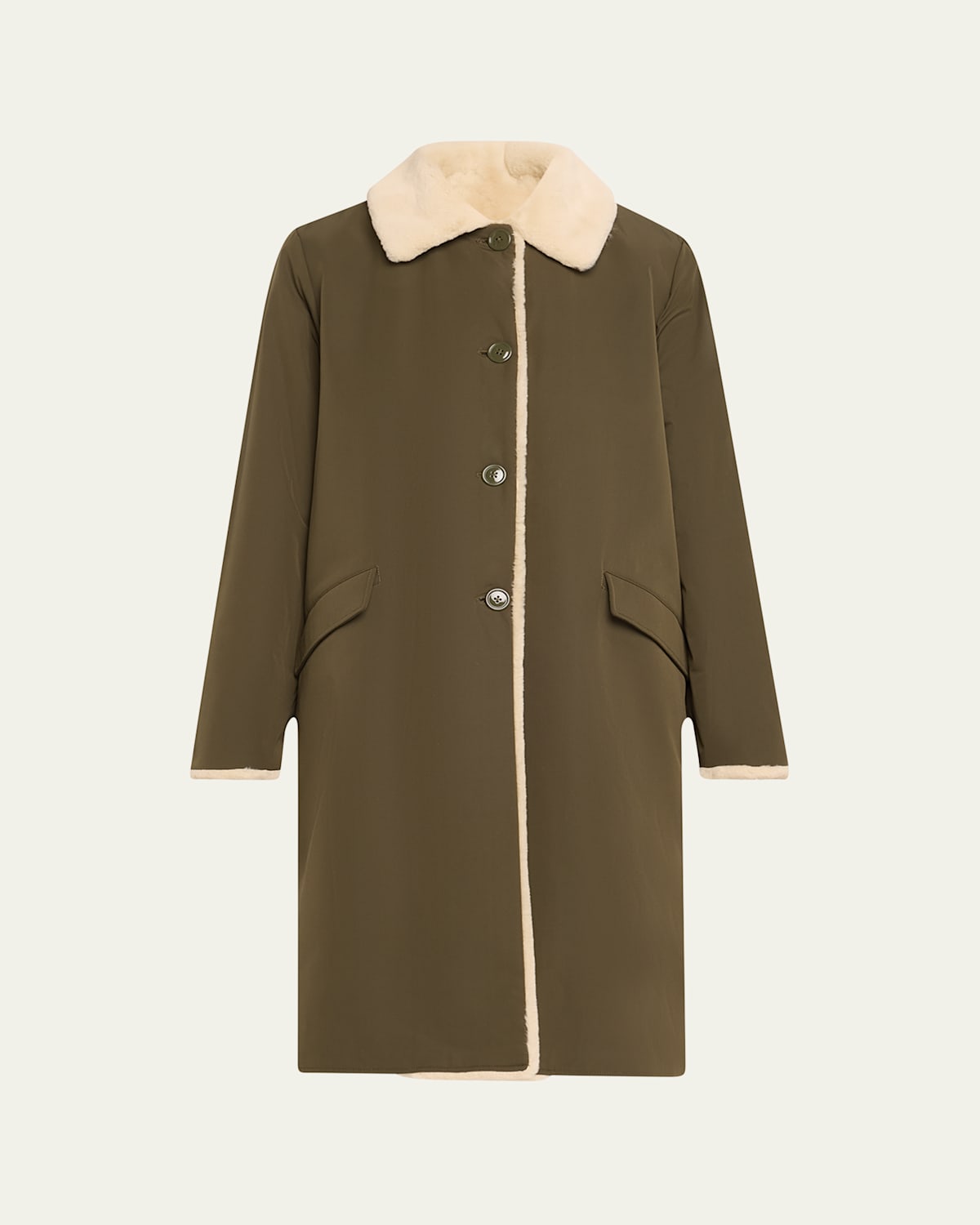 Nylon Coat with Faux Fur Lining