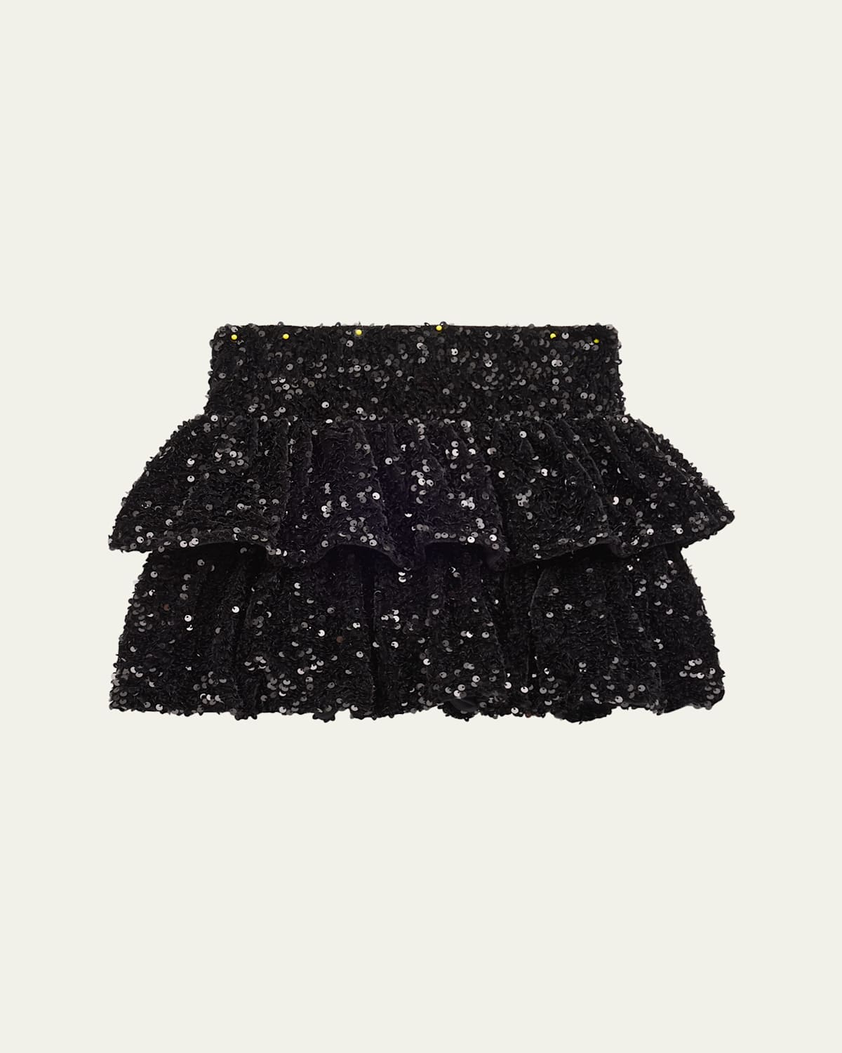 Katiej Nyc Girl's Tiered Sequin Ruffle Mini Skirt In Blksq
