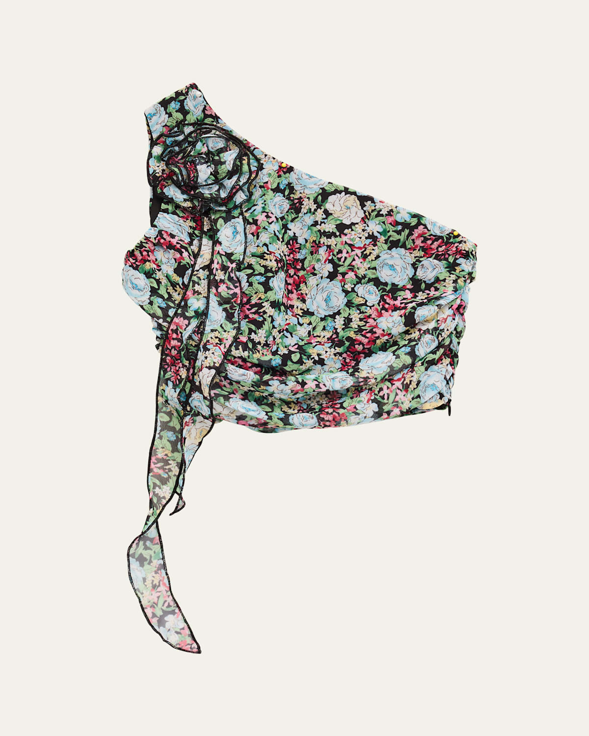 Girl's Tween Floral-Print One Shoulder Rossette Top, Size S-XL