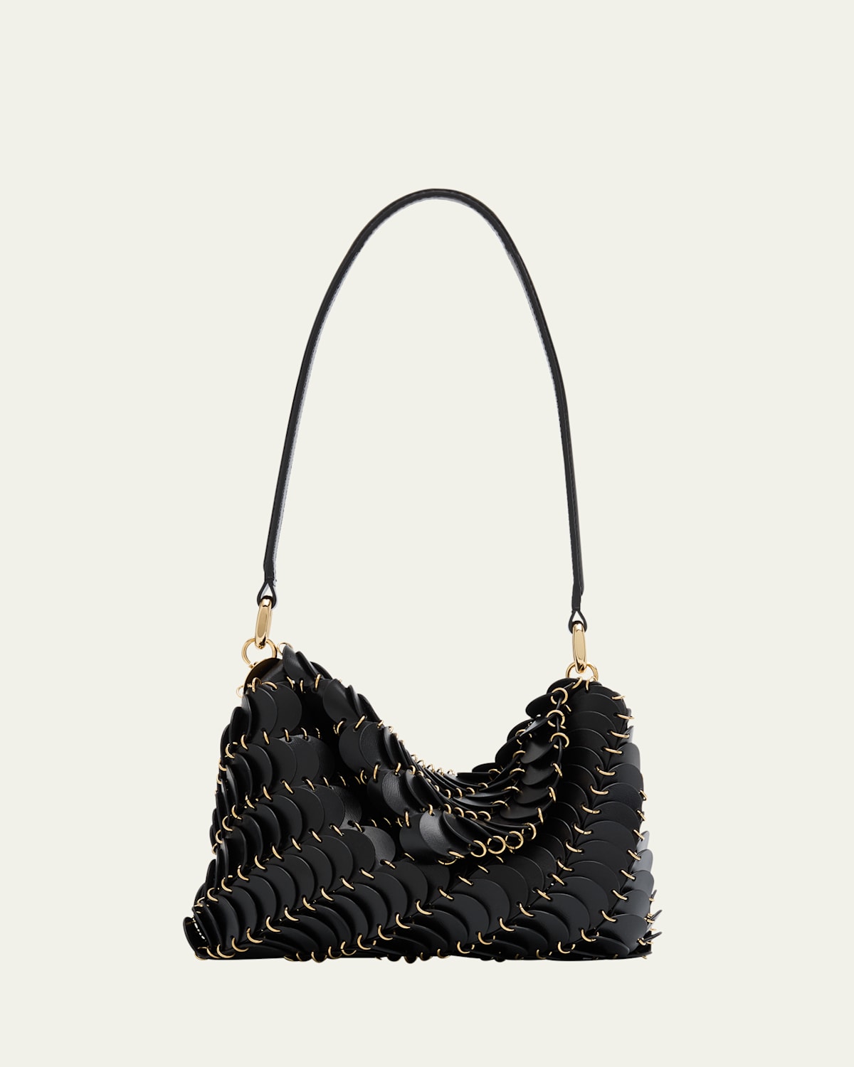 Disc-Link Leather Shoulder Bag