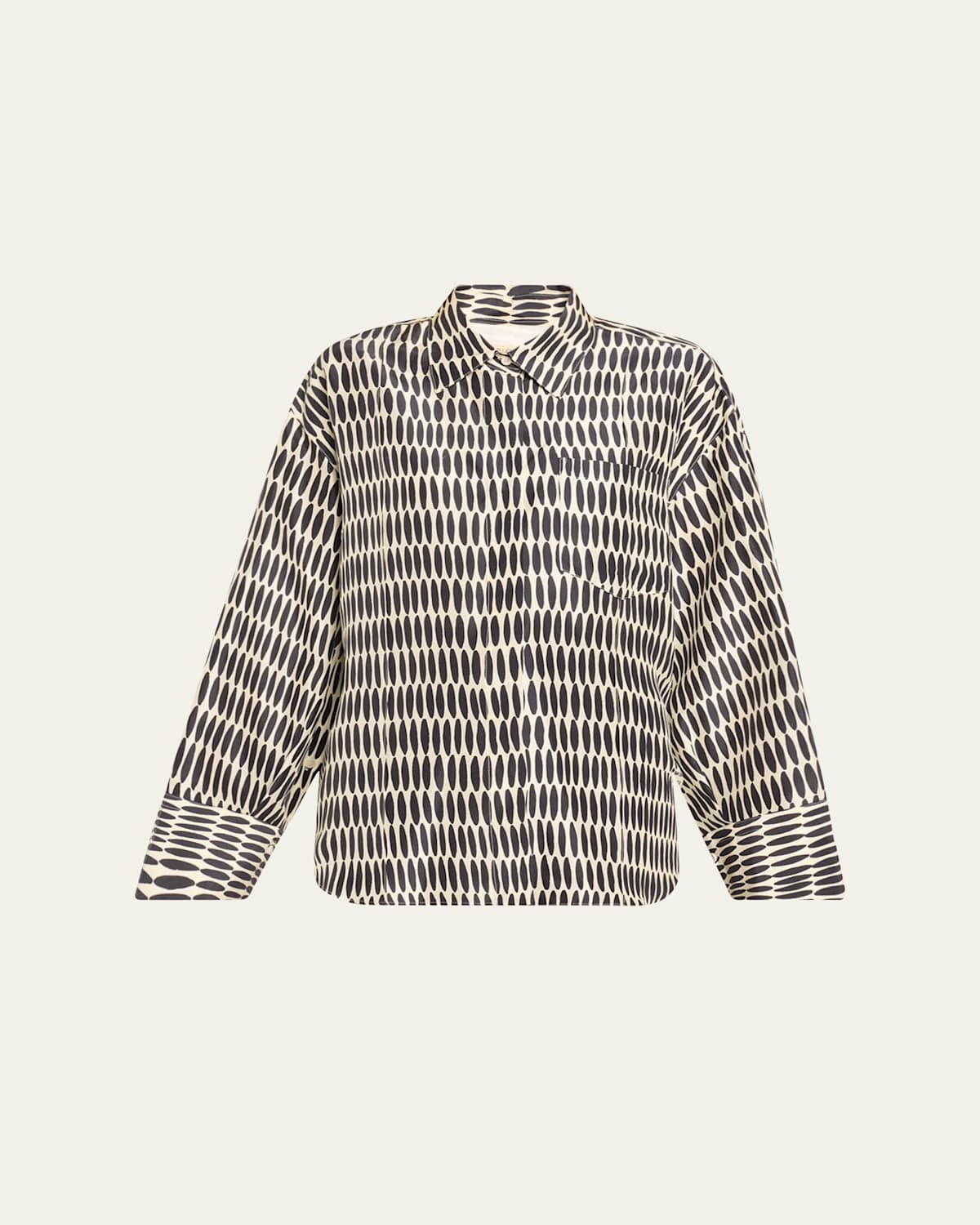 Angelico Jimenez Printed Oversized Button Down Silk Shirt