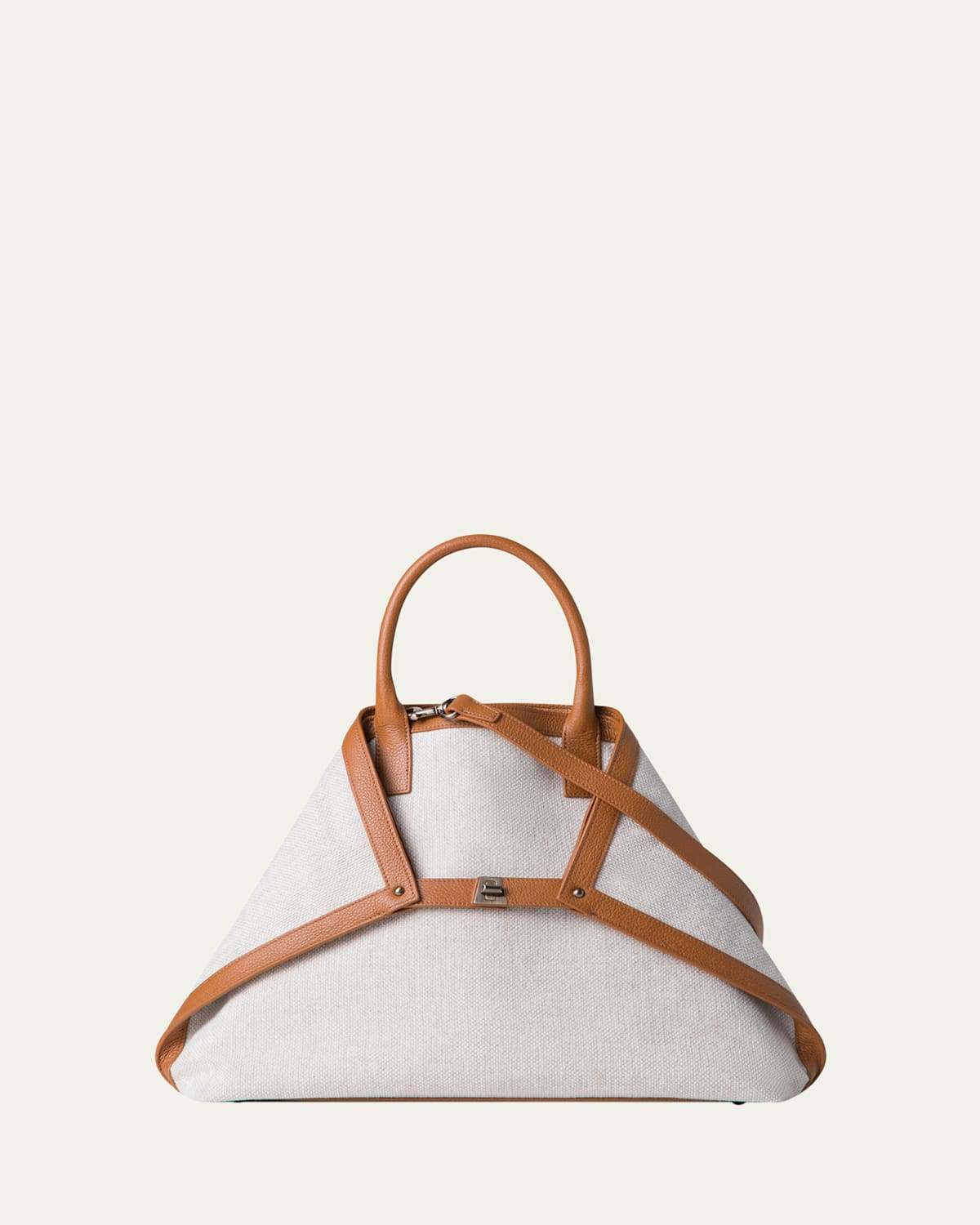 AKRIS AI CANVAS & LEATHER TOTE BAG 