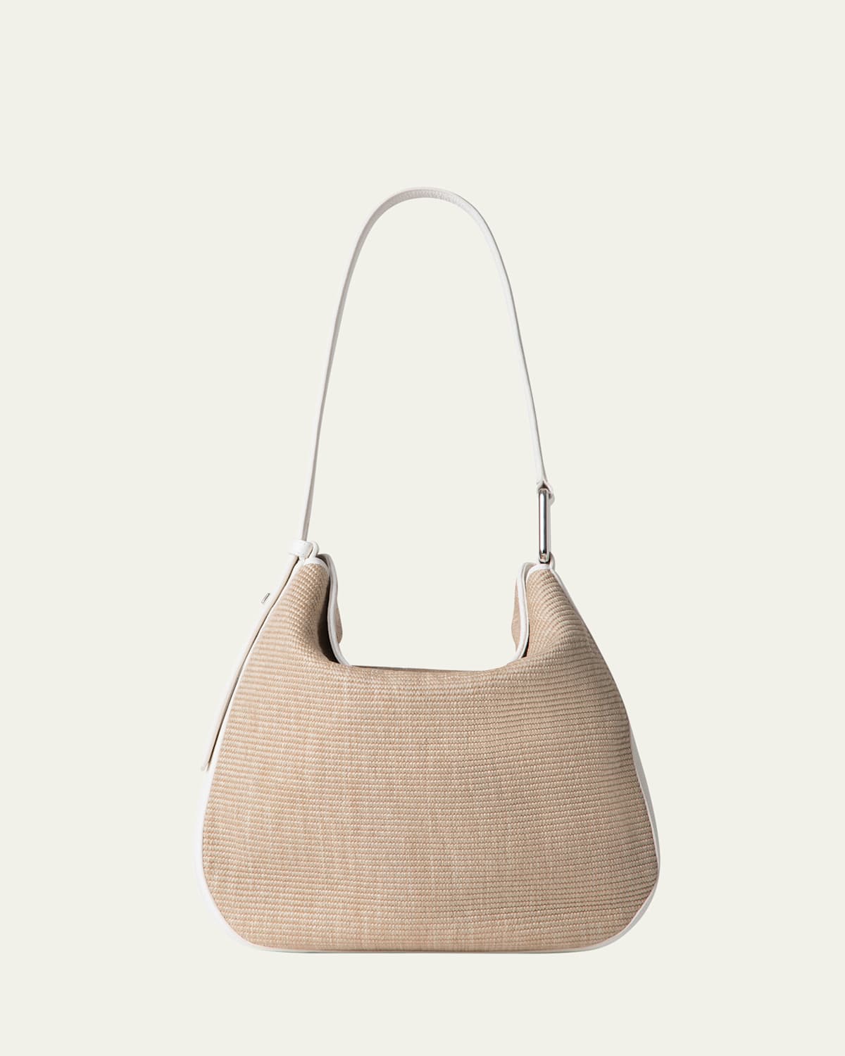 AKRIS ANNA MEDIUM RAFFIA & LEATHER HOBO BAG 