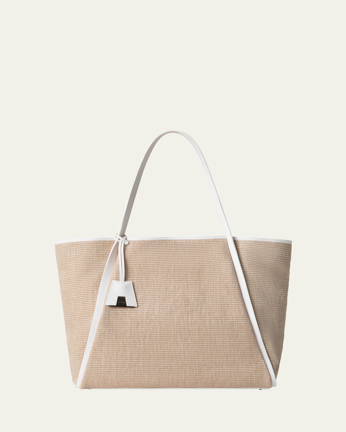 AKRIS ALEX RAFFIA & LEATHER TOTE BAG 