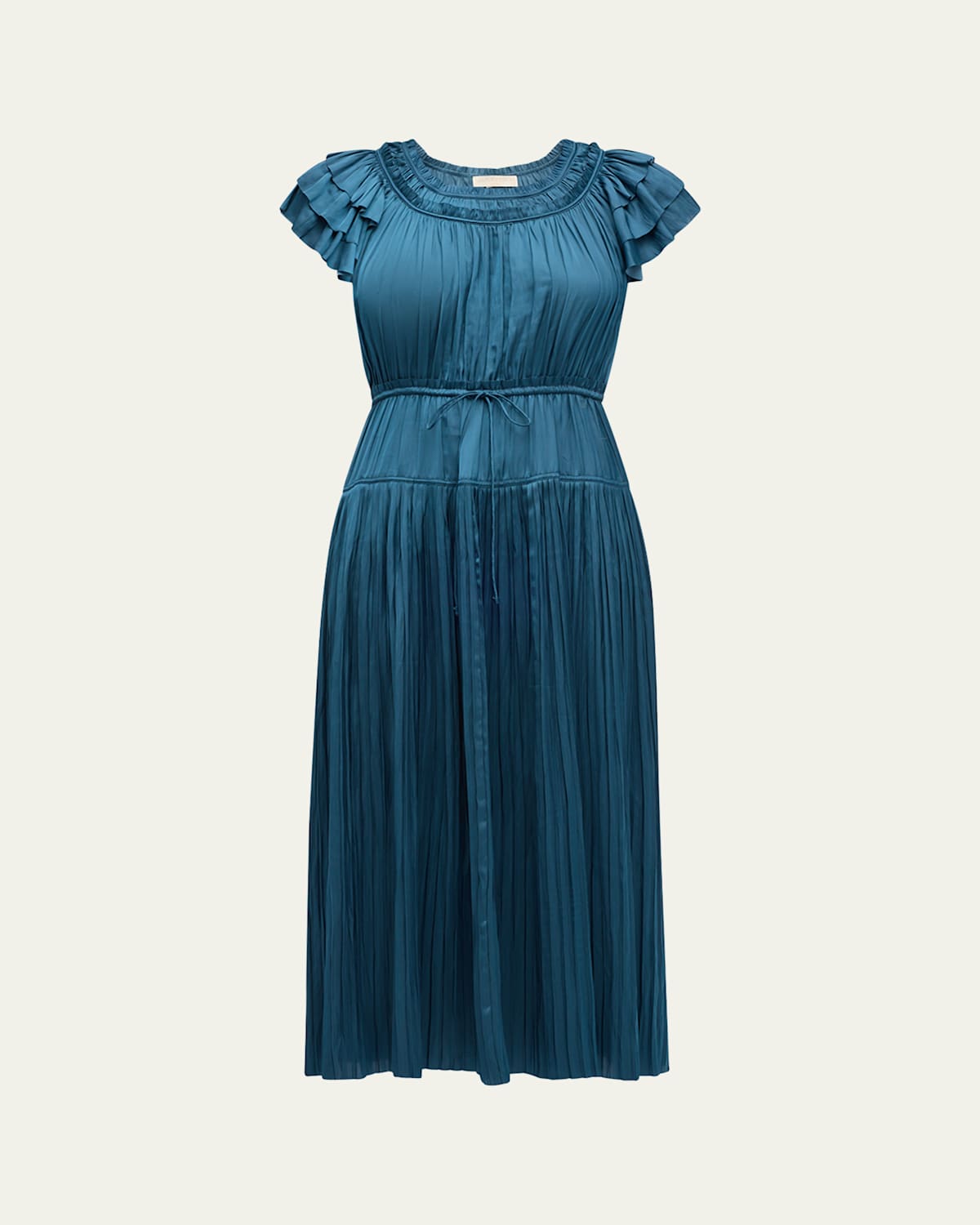 Ulla Johnson Kalesta Pleated Ruffle Mini Dress In Neptune