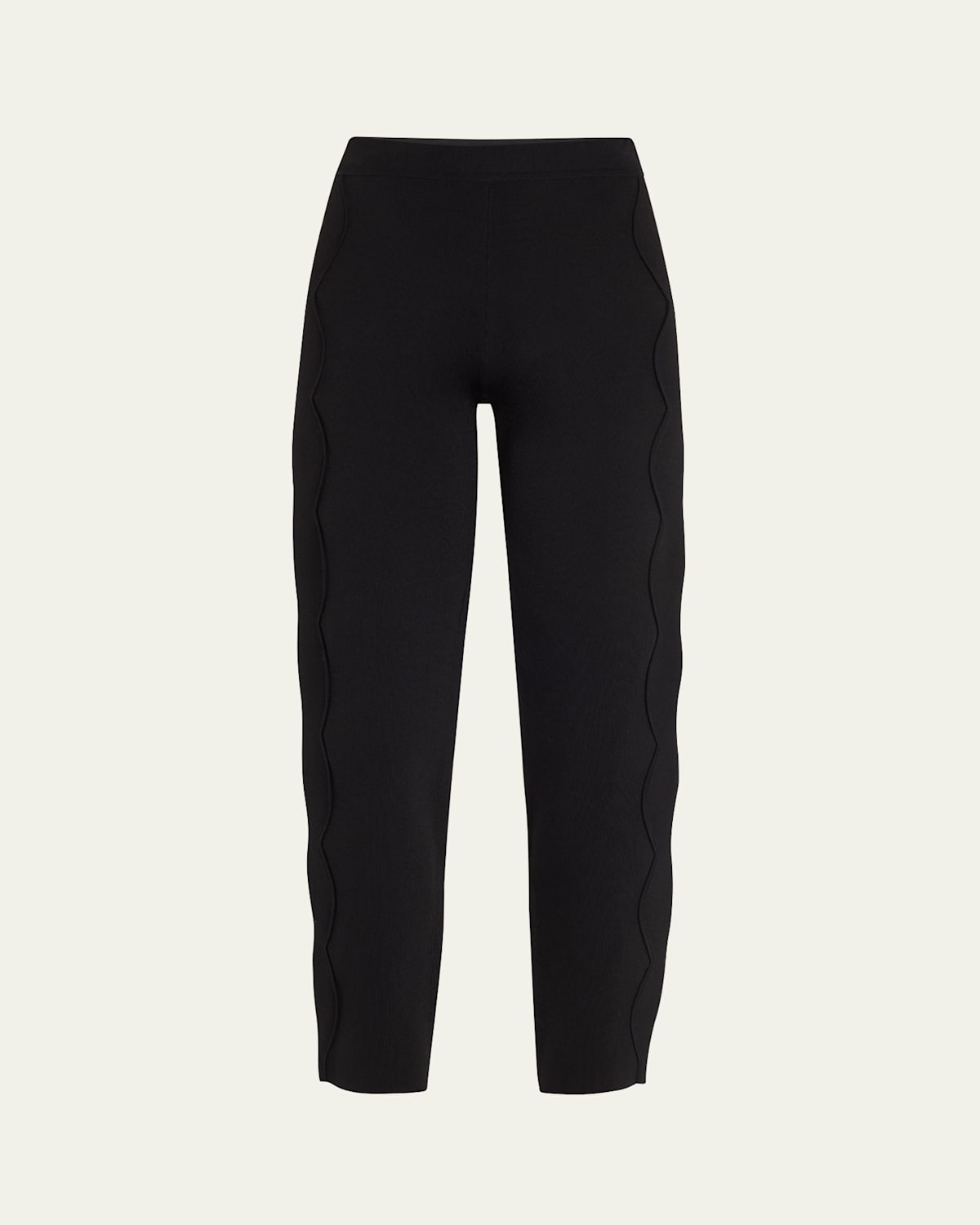 Shop Ulla Johnson Asher Scalloped Straight-leg Pants In Noir
