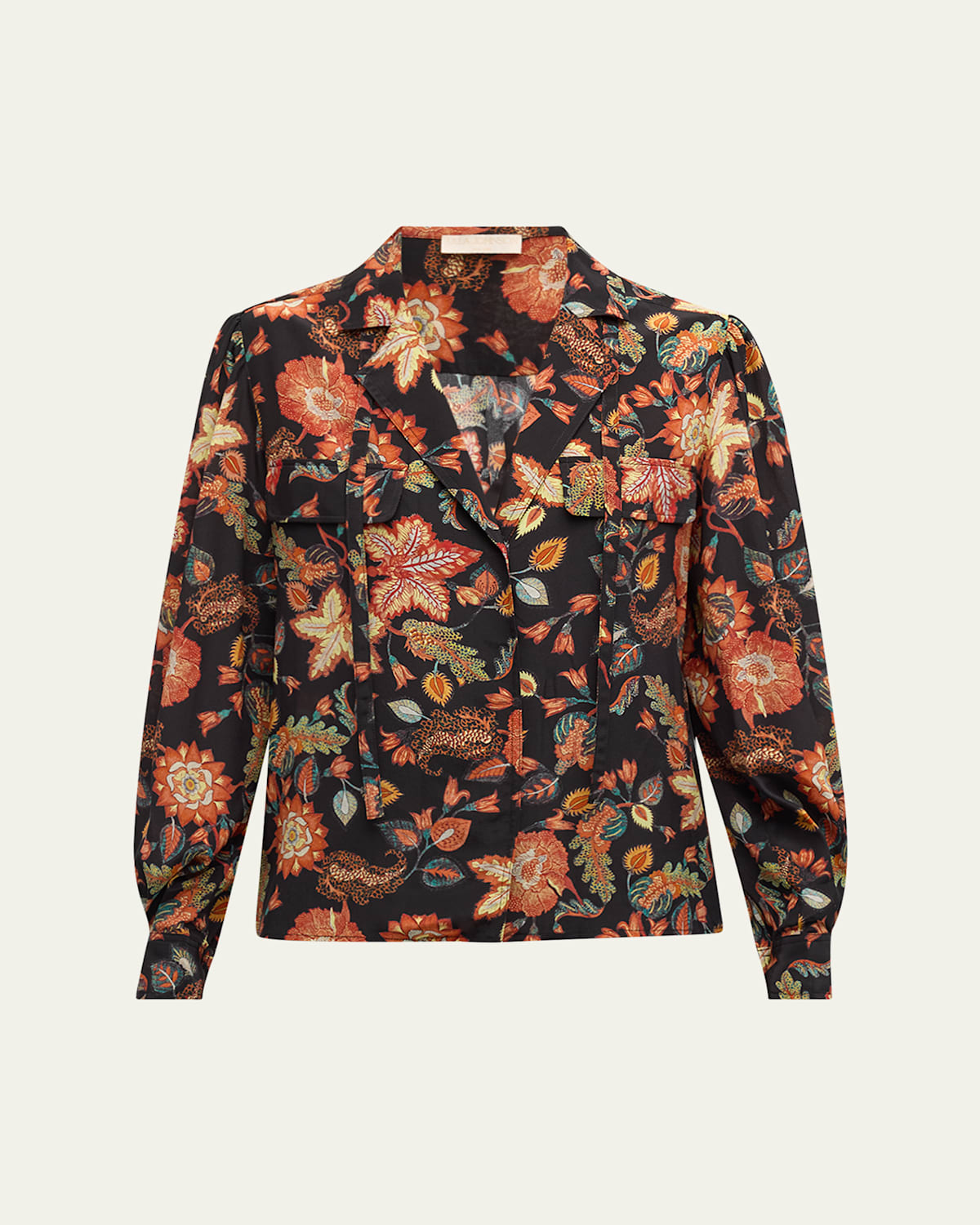 Shop Ulla Johnson Florian Floral-print Silk Blouse In Hellebore