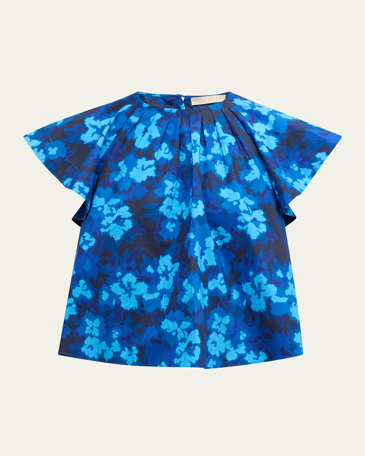 ULLA JOHNSON RUMI FLORAL FLUTTER-SLEEVE TOP 