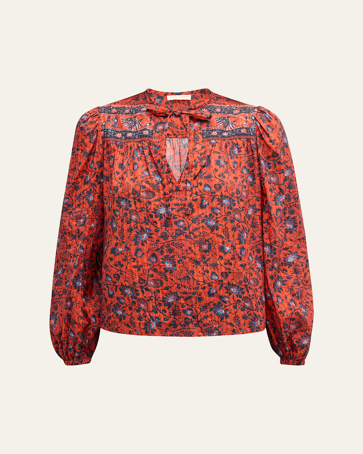 Shop Ulla Johnson Tillie Printed Tie Blouse In Poppy