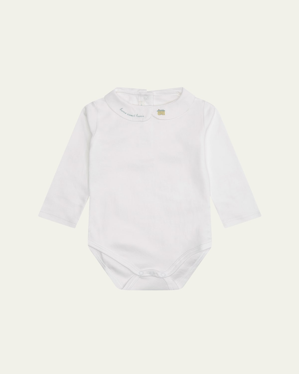 Marie Chantal Girl's Home Sweet Home Embroidered Bodysuit In Blue