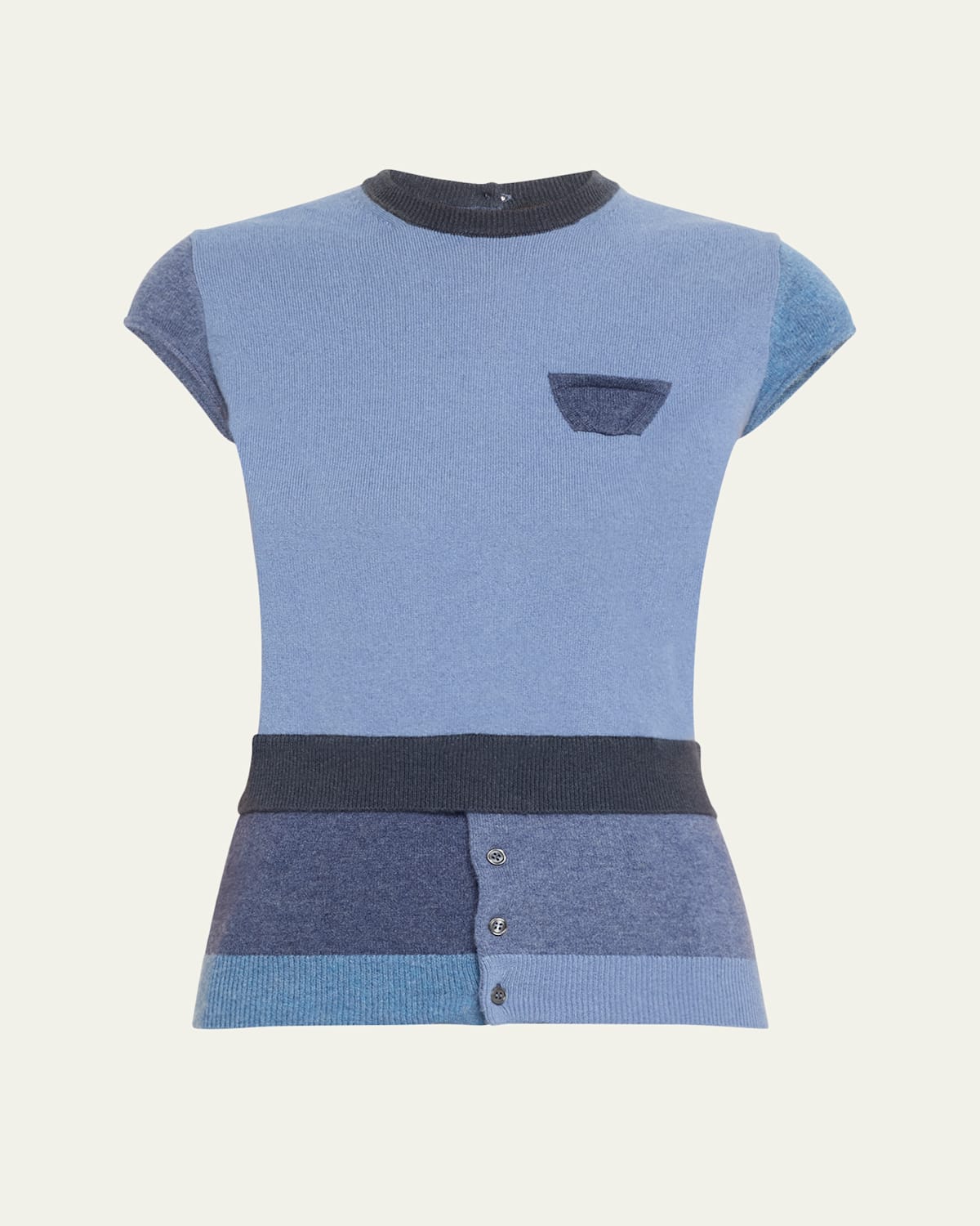 MERYLL ROGGE COLORBLOCK LAYERED CASHMERE SWEATER 