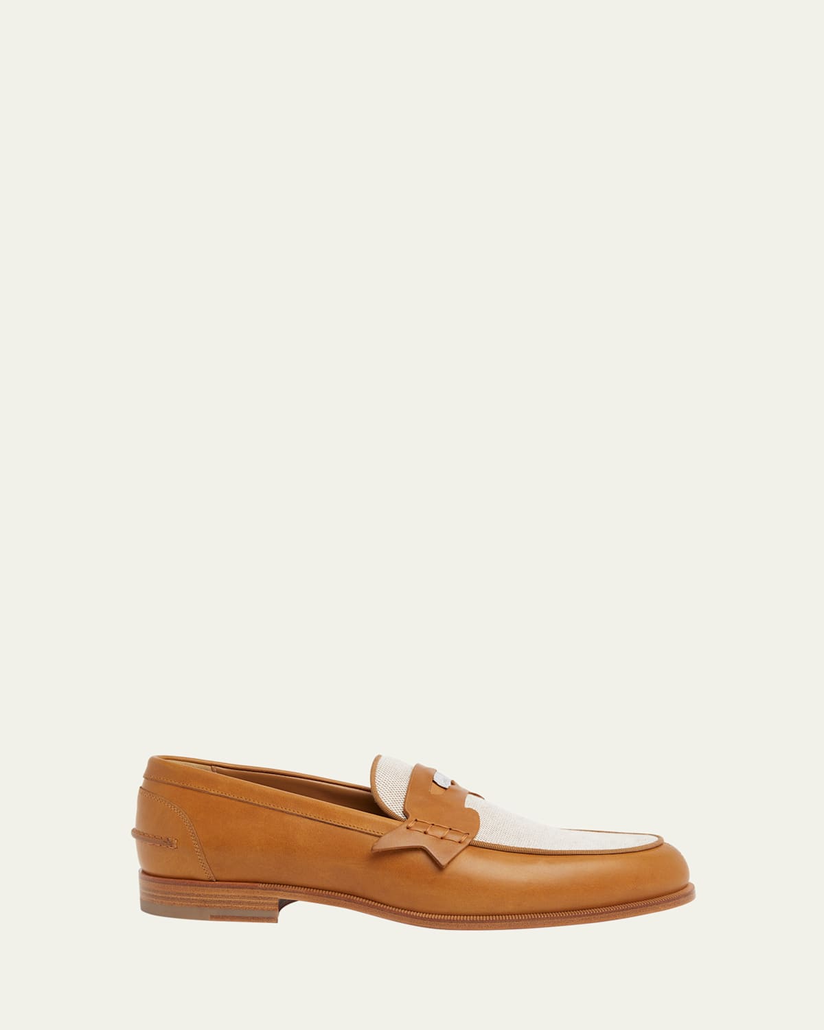 Christian Louboutin Chambelimoc Leather-canvas Loafers In Terra/brown