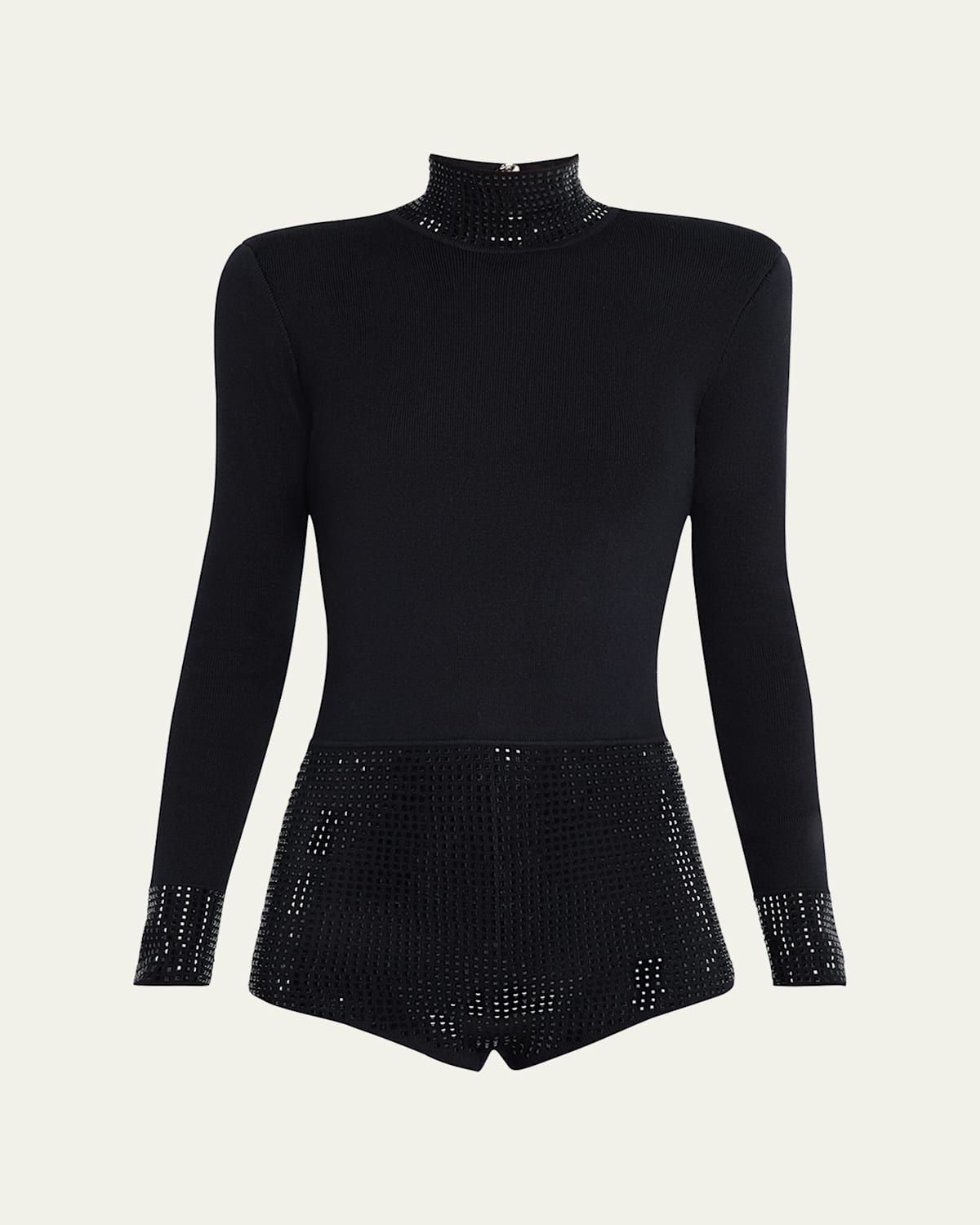 RETROFÉTE BETHANIE RHINESTONE TURTLENECK ROMPER 