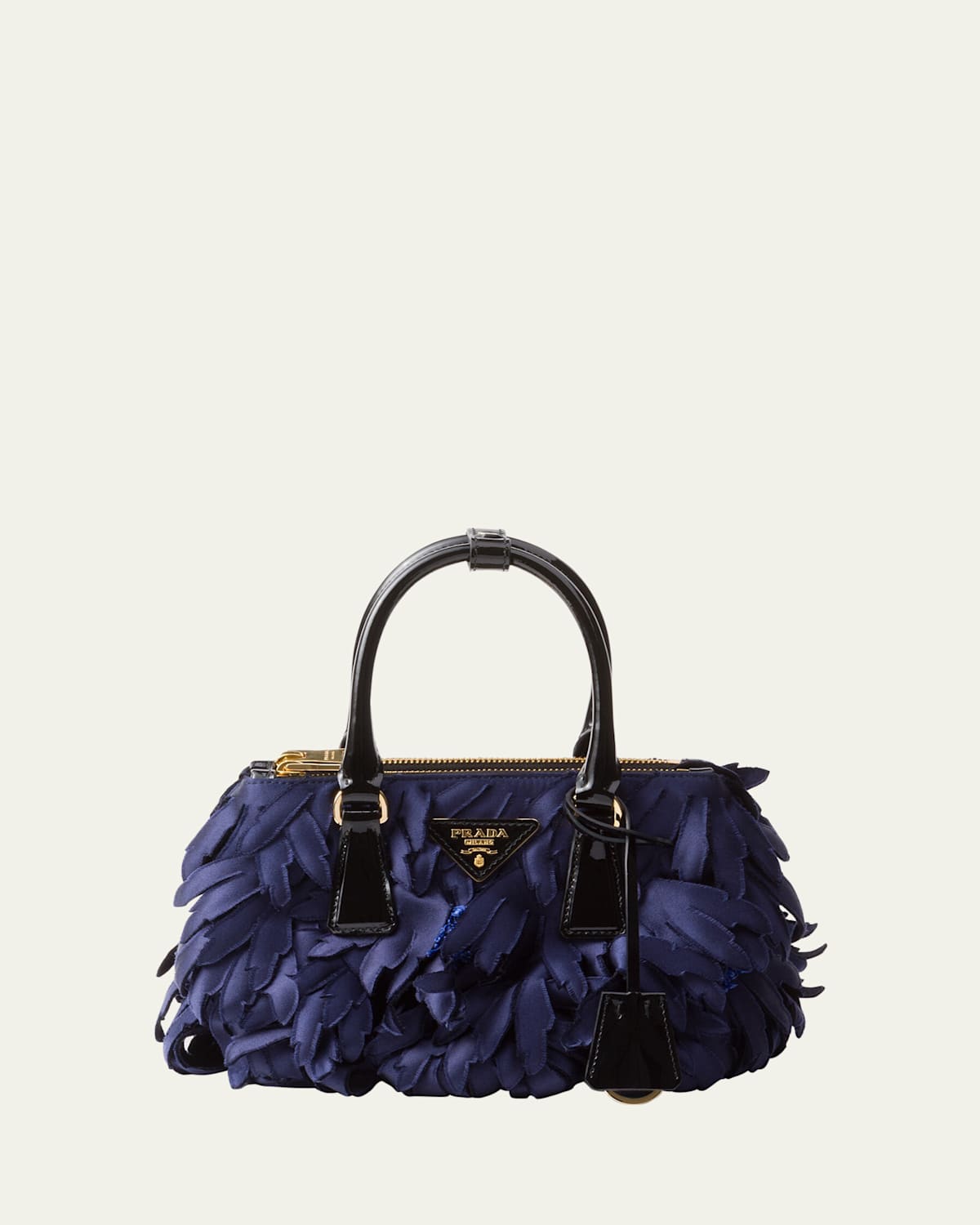 Prada Galleria Feathered Leather Top-handle Bag